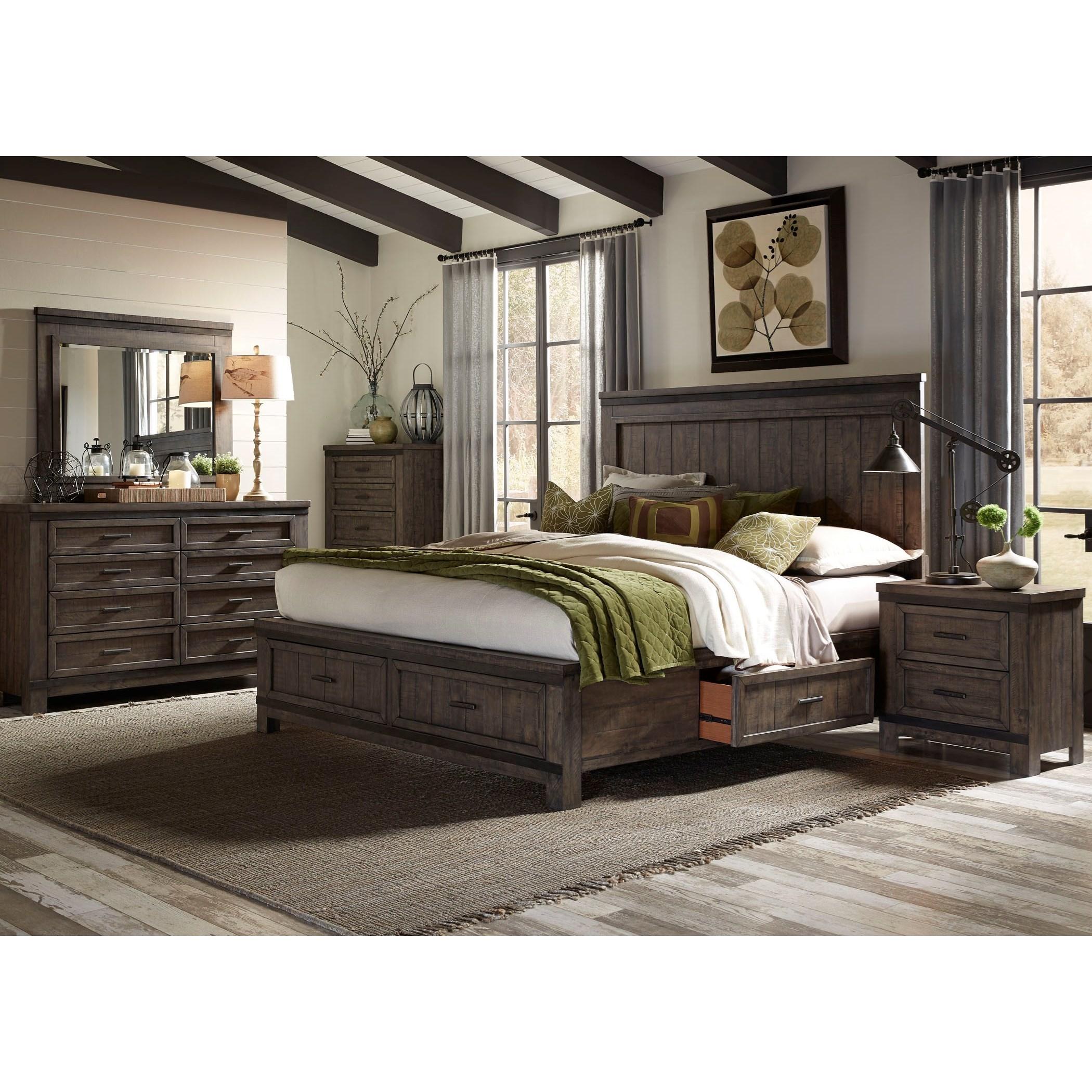  Size_Queen --  Liberty Furniture Industries Inc. Thornwood Hills Panel Bed with Storage IMAGE 2