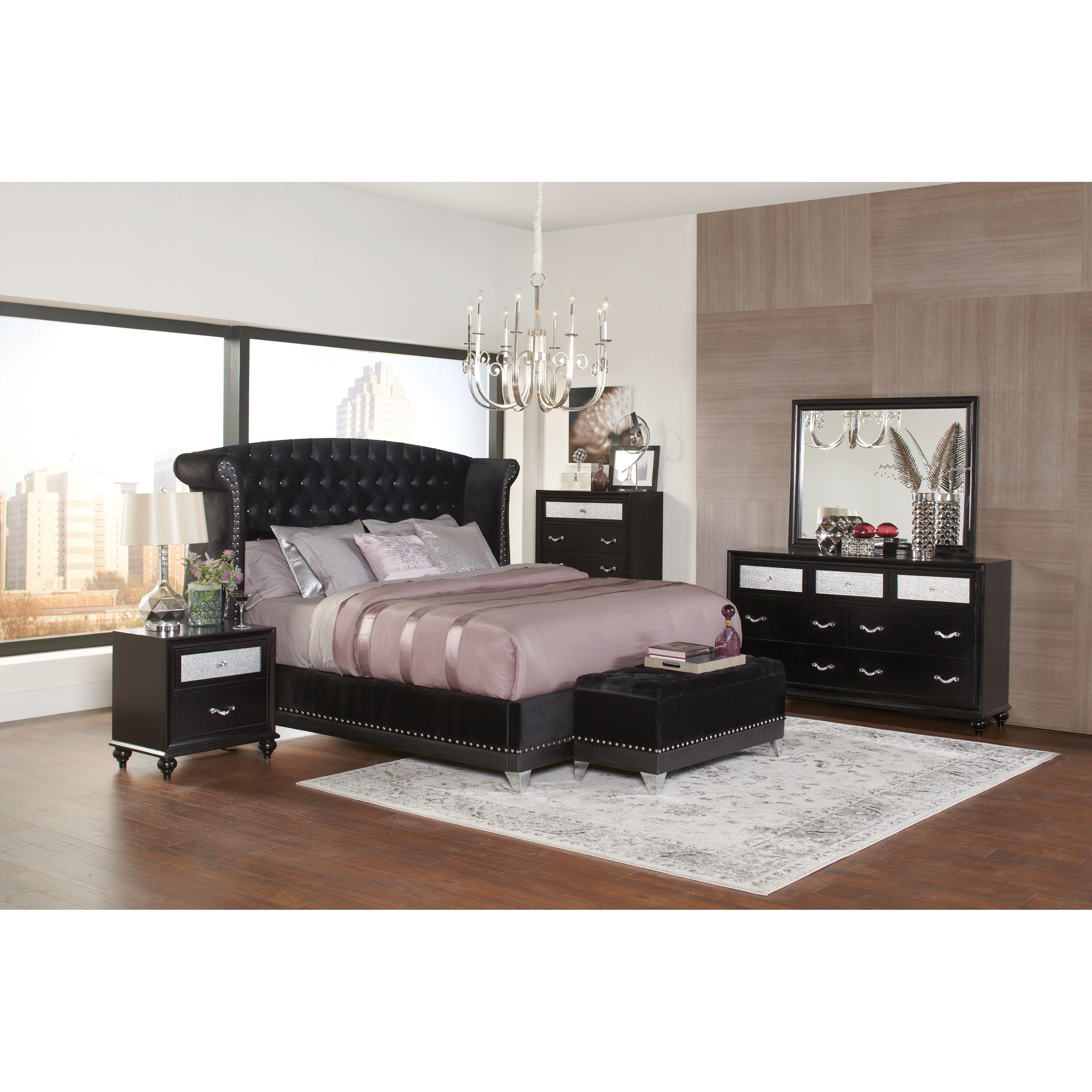  Size_California King --  Barzini 300643KW Upholstered California King Wingback Bed - Black IMAGE 2