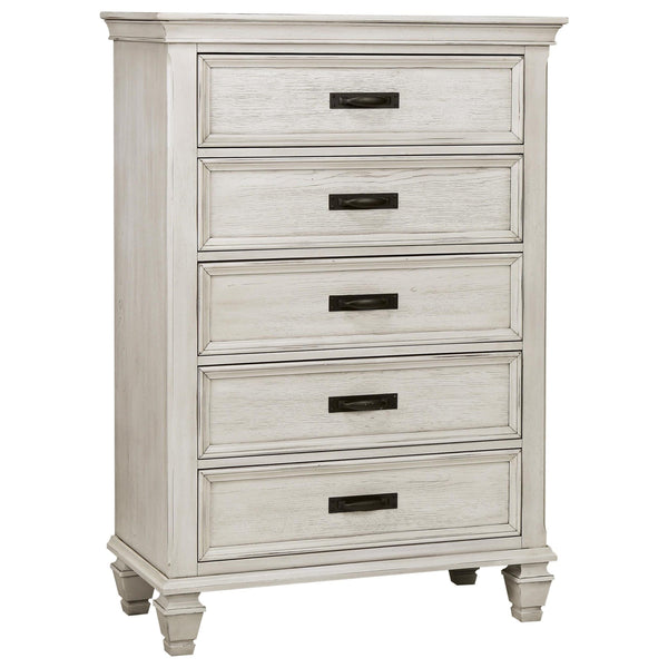 Coaster Furniture Franco 205335 5-Drawer Bedroom Chest - Distressed White