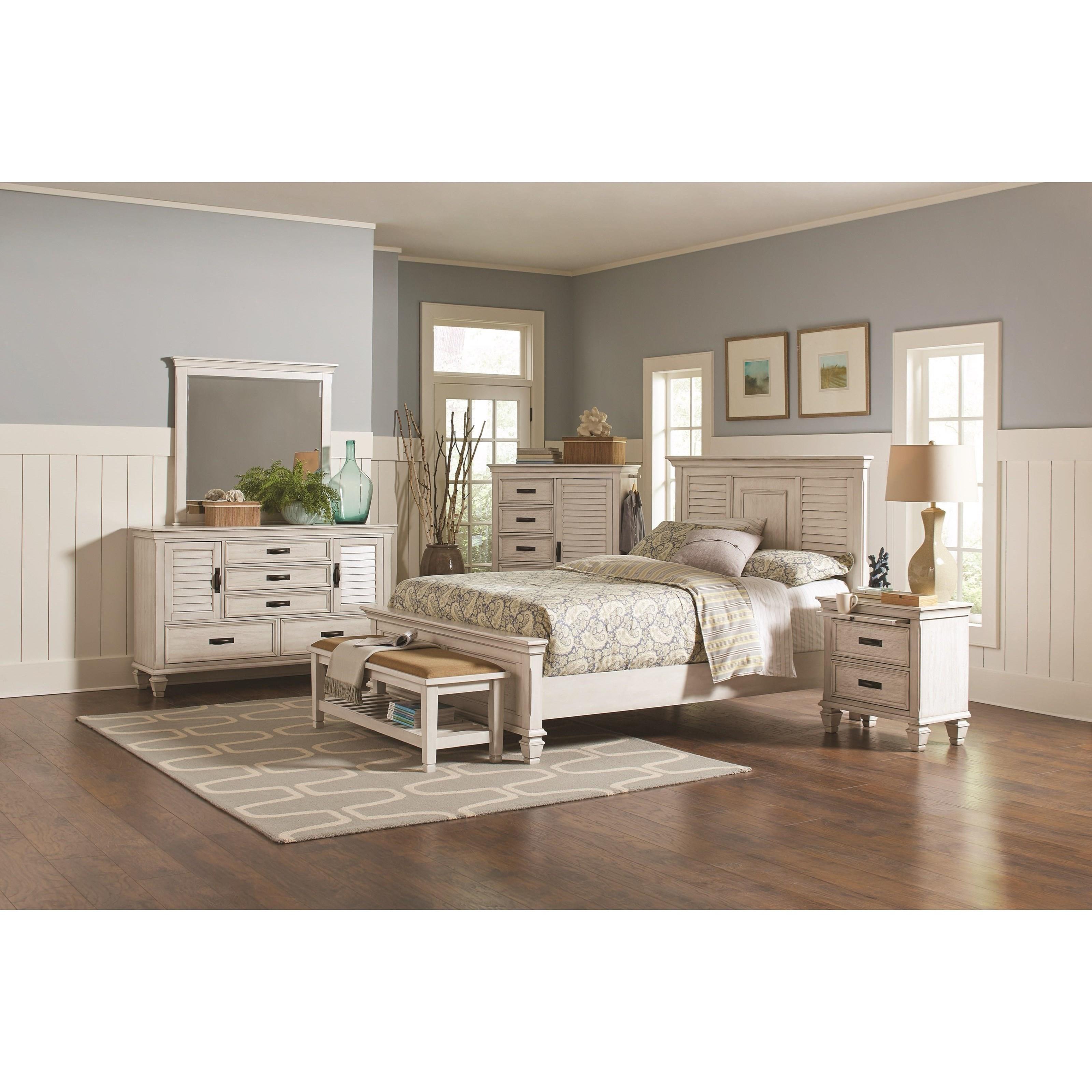  Coaster Furniture Franco 205335 5-Drawer Bedroom Chest - Distressed White IMAGE 2