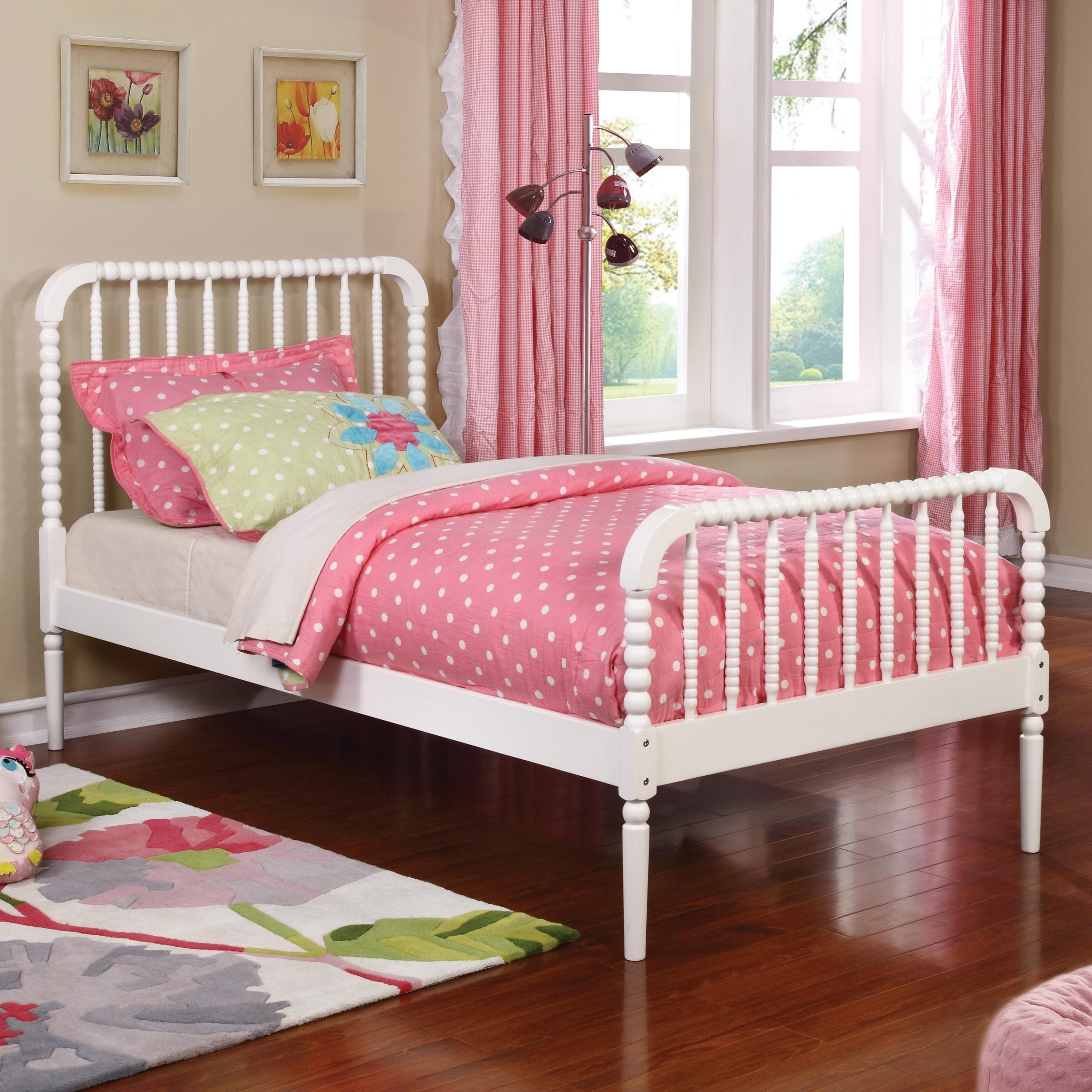  Coaster Furniture Jones 400415T Wood Twin Open Frame Bed - White IMAGE 1