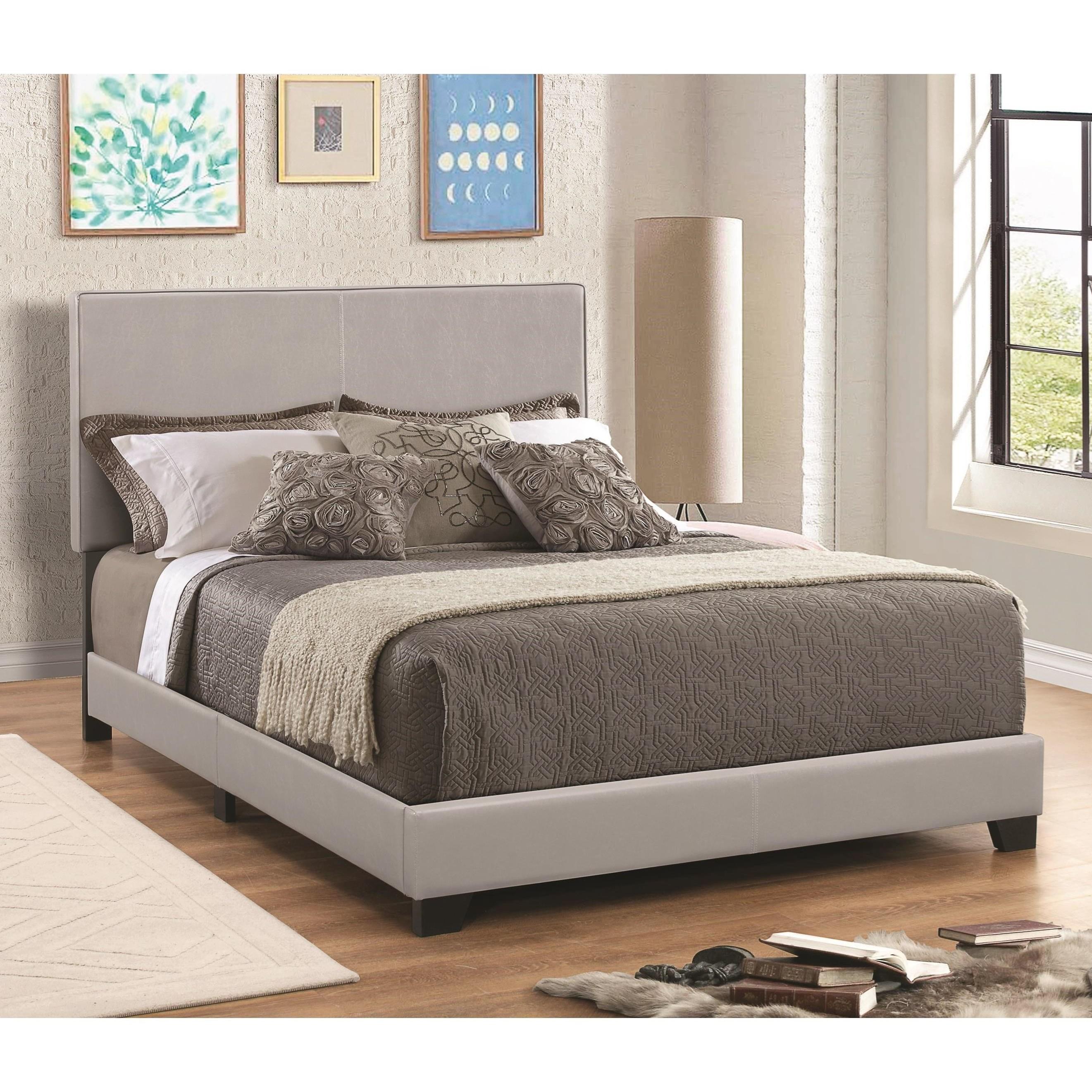  Size_Full --  Dorian 300763F Faux Leather Upholstered Full Panel Bed - Grey IMAGE 1