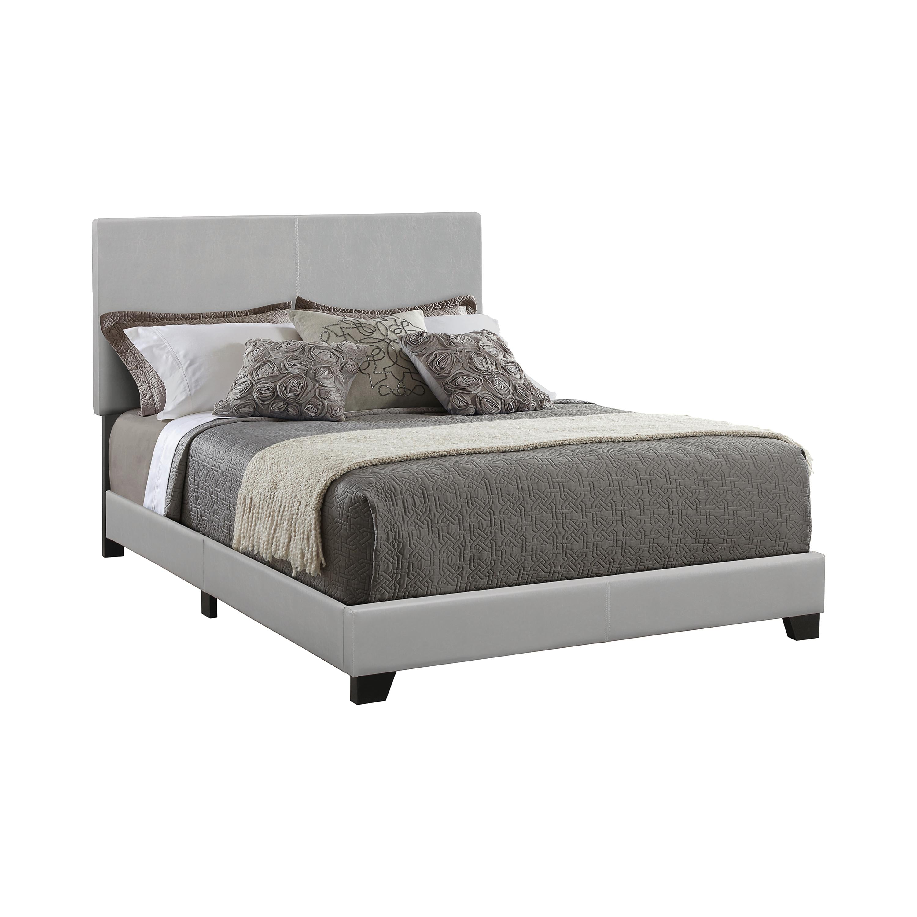  Size_Queen --  Dorian 300763Q Faux Leather Upholstered Queen Panel Bed - Grey IMAGE 1
