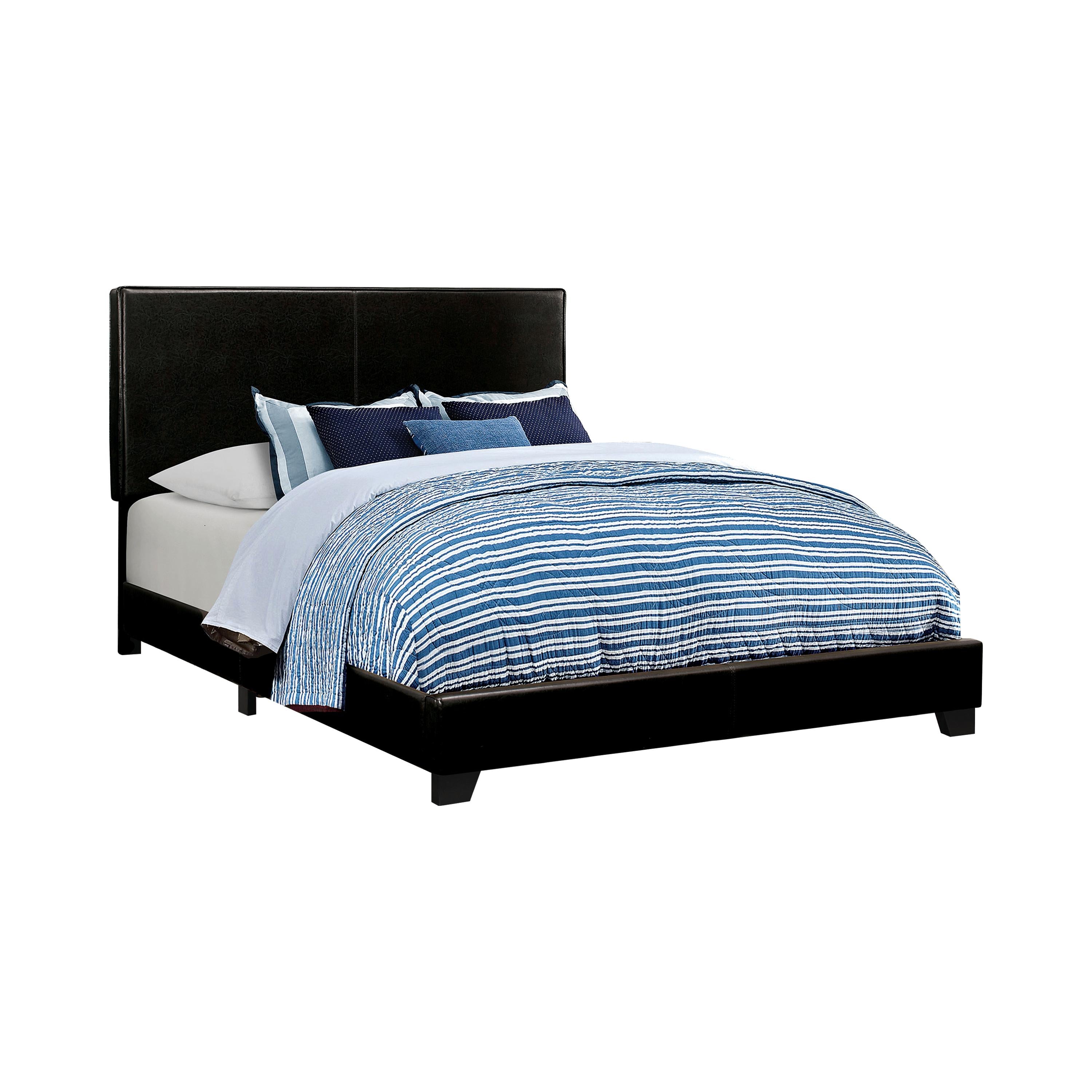  Size_Queen --  Dorian 300761Q Faux Leather Upholstered Queen Panel Bed - Black IMAGE 1