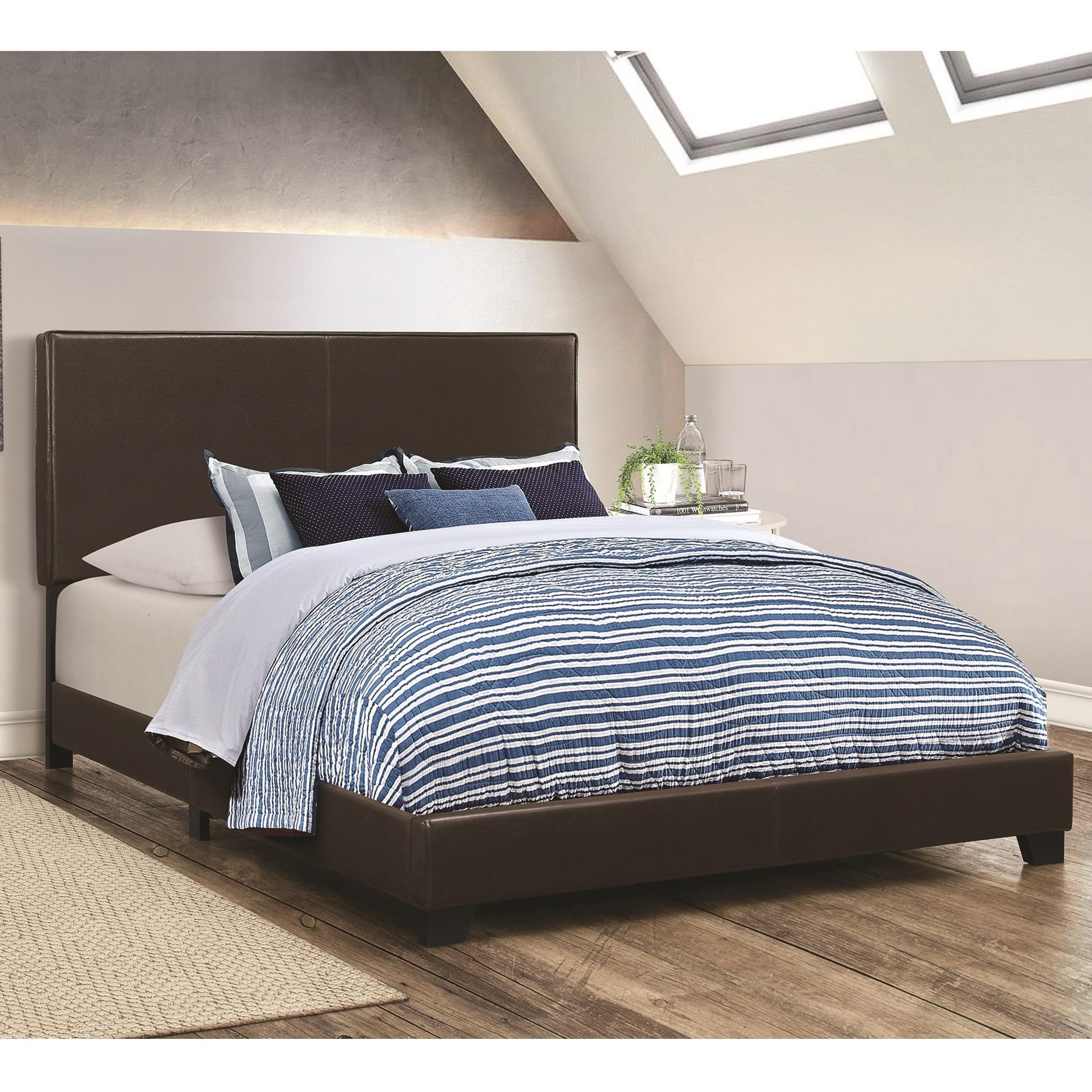  Size_Full --  Dorian 300762F Faux Leather Upholstered Full Panel Bed - Brown IMAGE 1