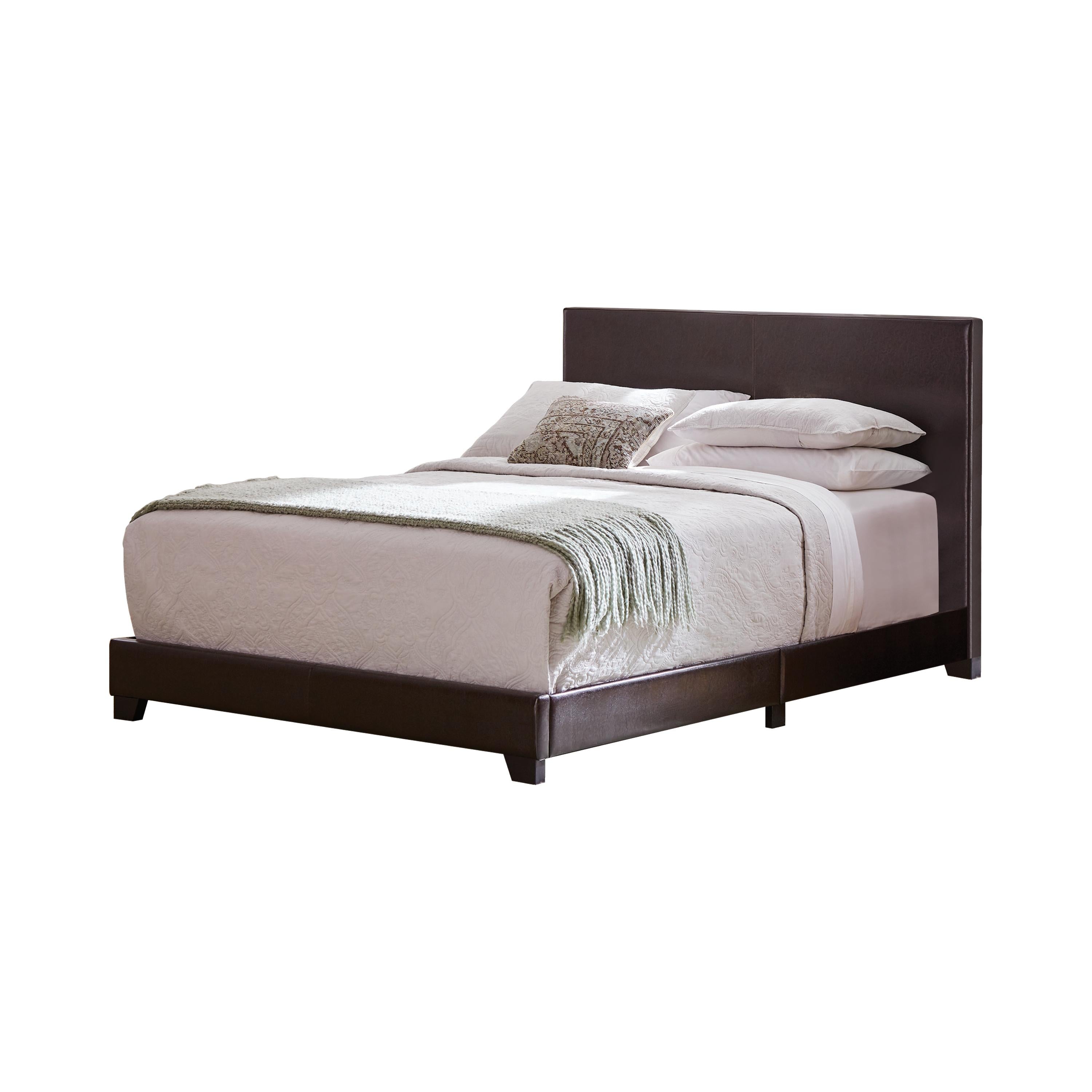  Size_Queen --  Dorian 300762Q Faux Leather Upholstered Queen Panel Bed - Brown IMAGE 1