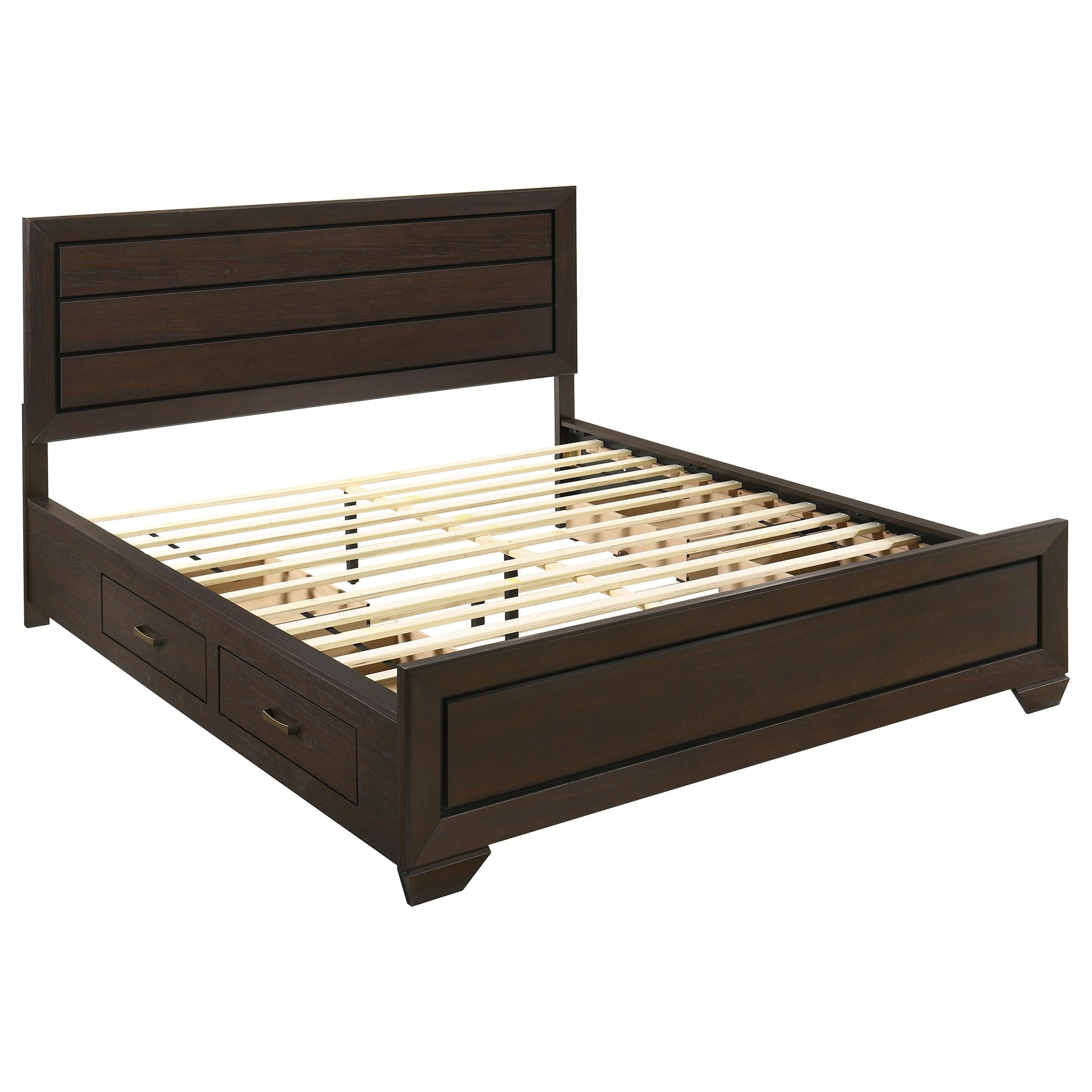  Size_California King --  Kauffman 204390KW Wood California King Storage Panel Bed - Dark Cocoa IMAGE 1