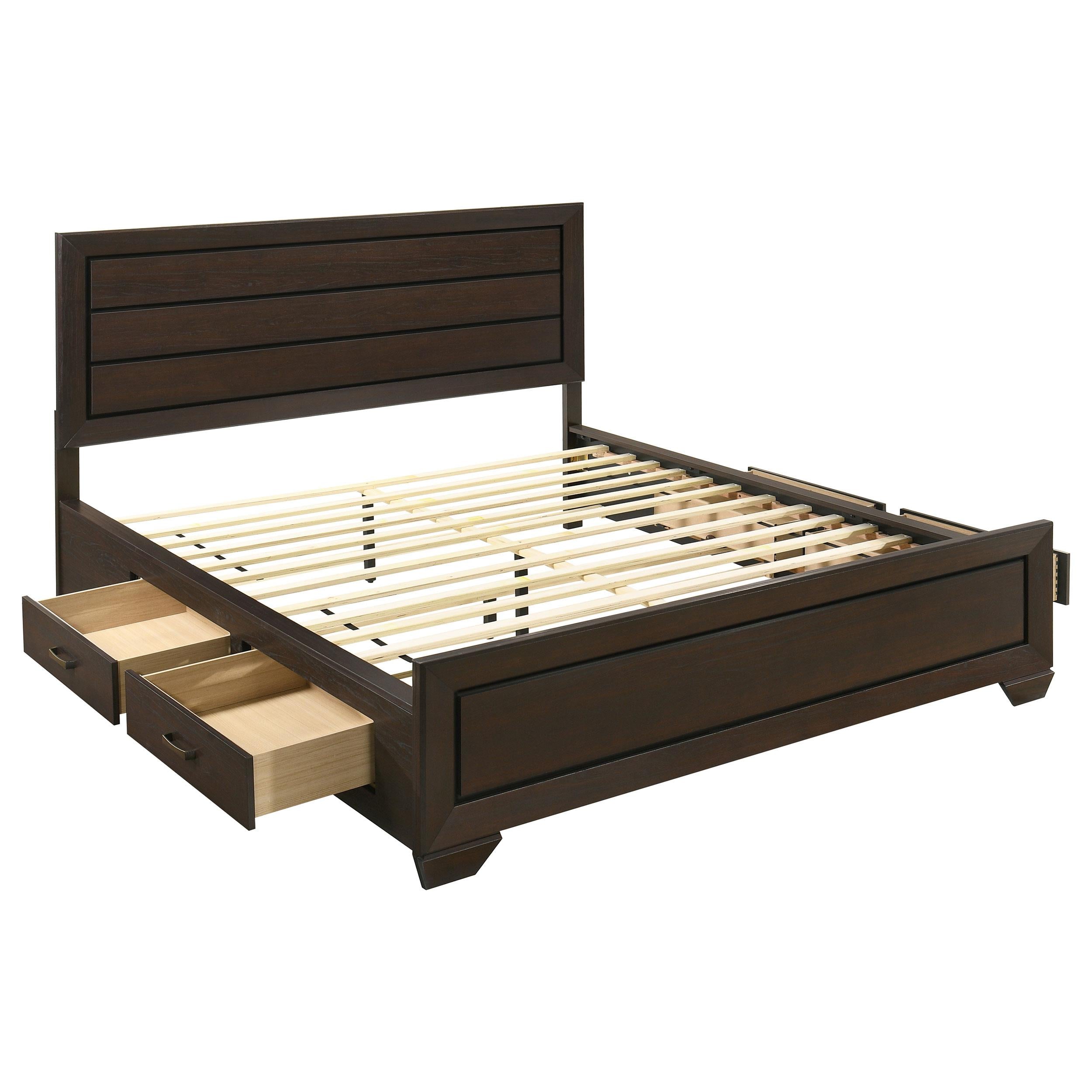  Size_California King --  Kauffman 204390KW Wood California King Storage Panel Bed - Dark Cocoa IMAGE 2