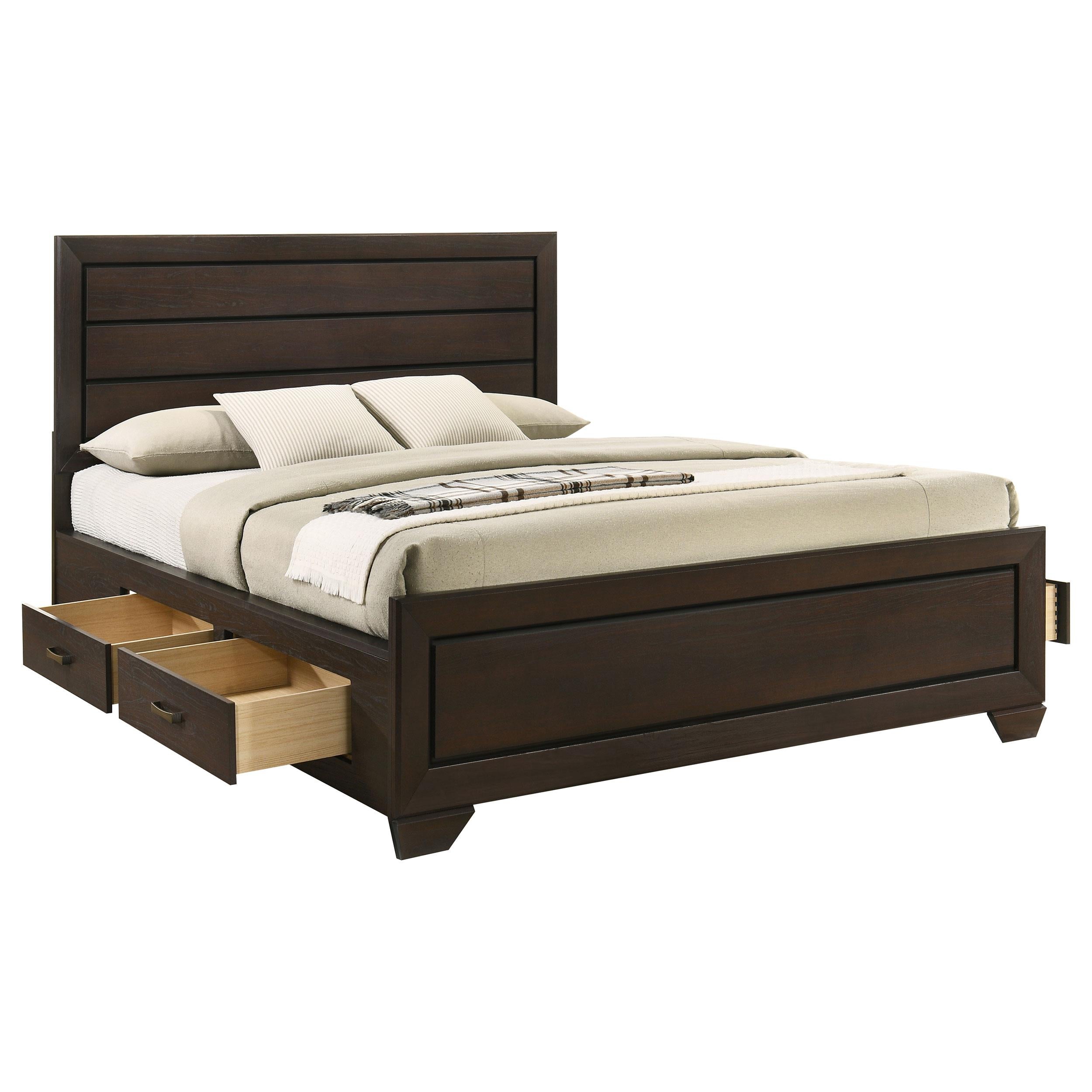  Size_California King --  Kauffman 204390KW Wood California King Storage Panel Bed - Dark Cocoa IMAGE 4