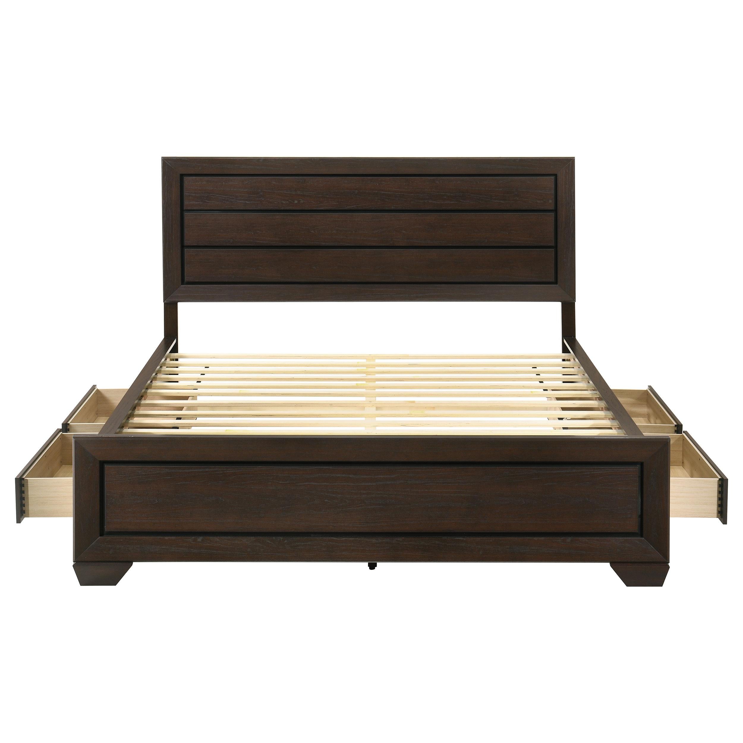  Size_California King --  Kauffman 204390KW Wood California King Storage Panel Bed - Dark Cocoa IMAGE 6