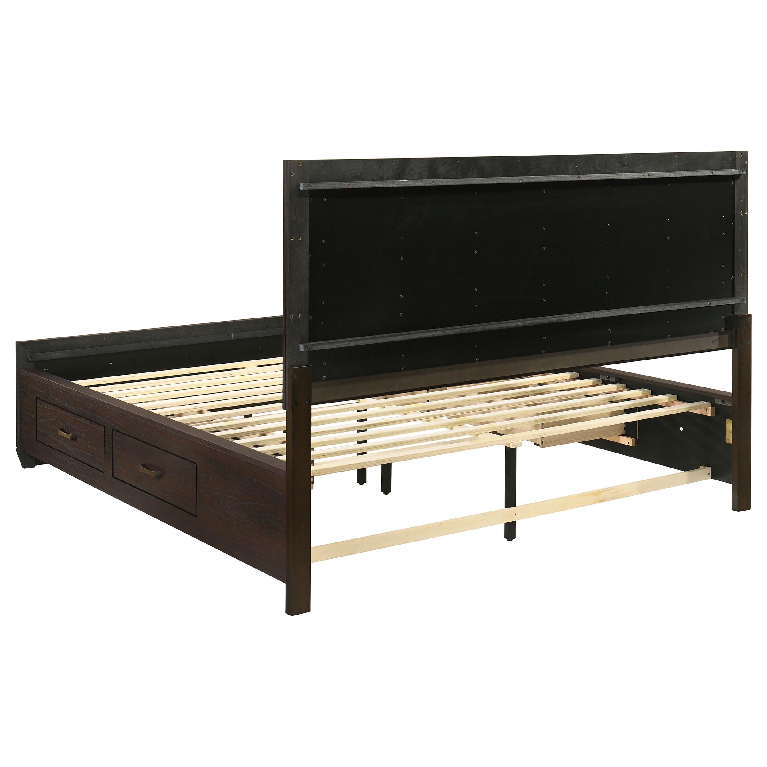  Size_California King --  Kauffman 204390KW Wood California King Storage Panel Bed - Dark Cocoa IMAGE 7