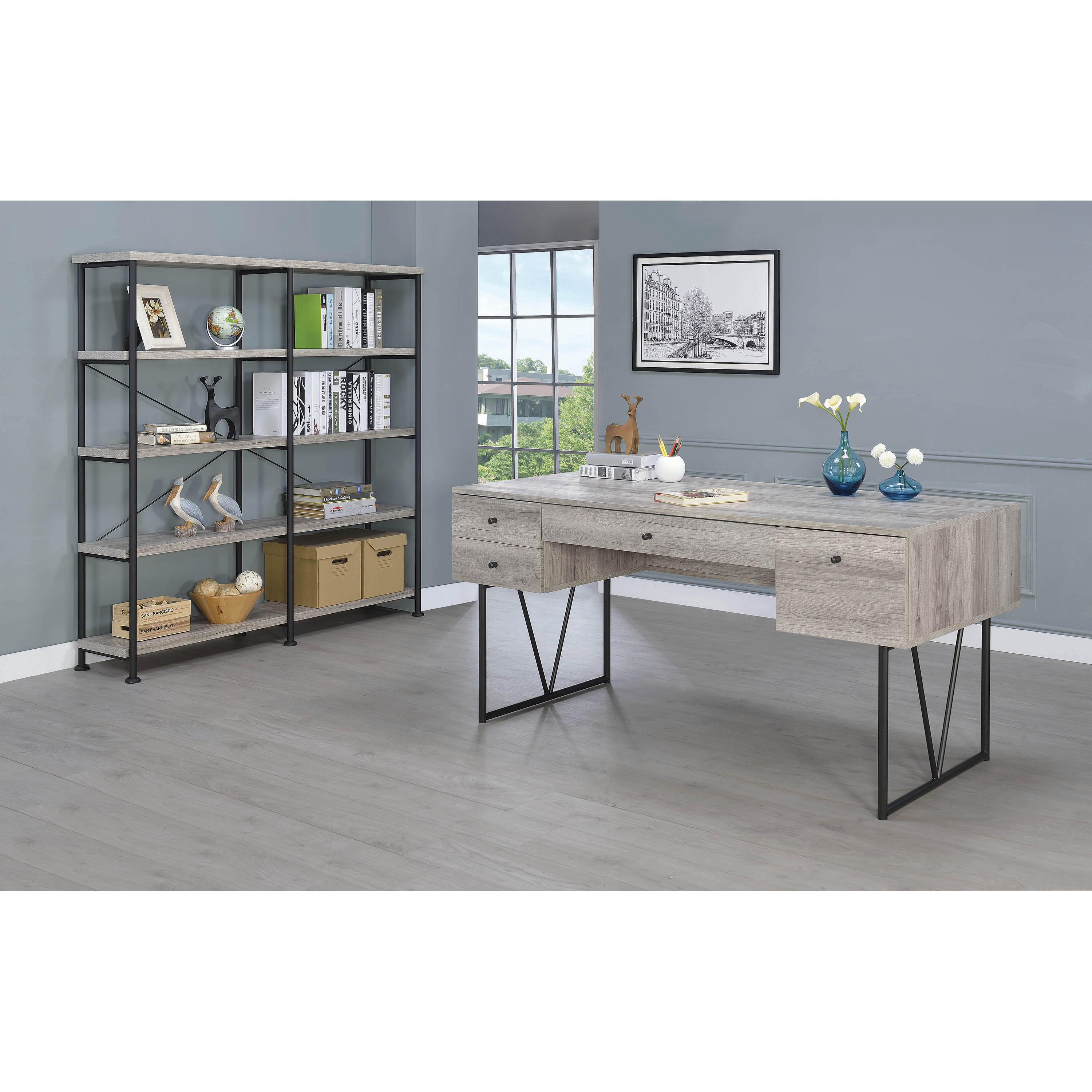  Coaster Furniture Analiese 801999 63-inch 4-Drawer Writing Desk - Grey Driftwood IMAGE 8