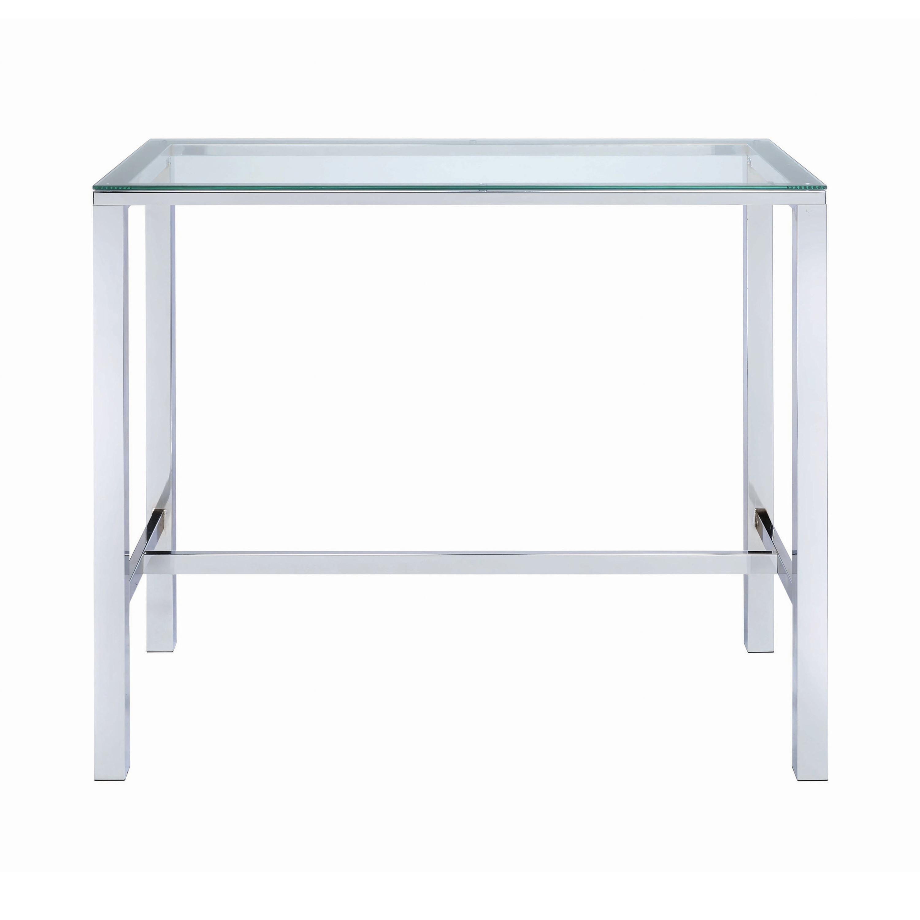  Coaster Furniture Tolbert 104873 Rectangular 47-inch Glass Top Pub Bar Table - Chrome IMAGE 2