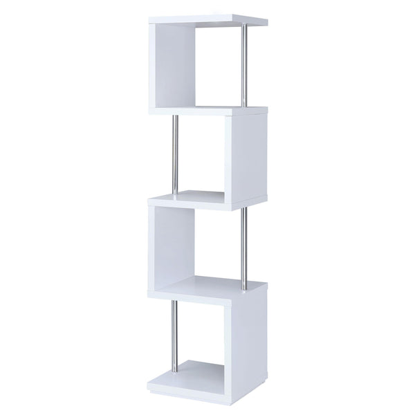 Coaster Furniture Baxter 801418 67-inch 4-shelf Bookshelf - White and Chrome
