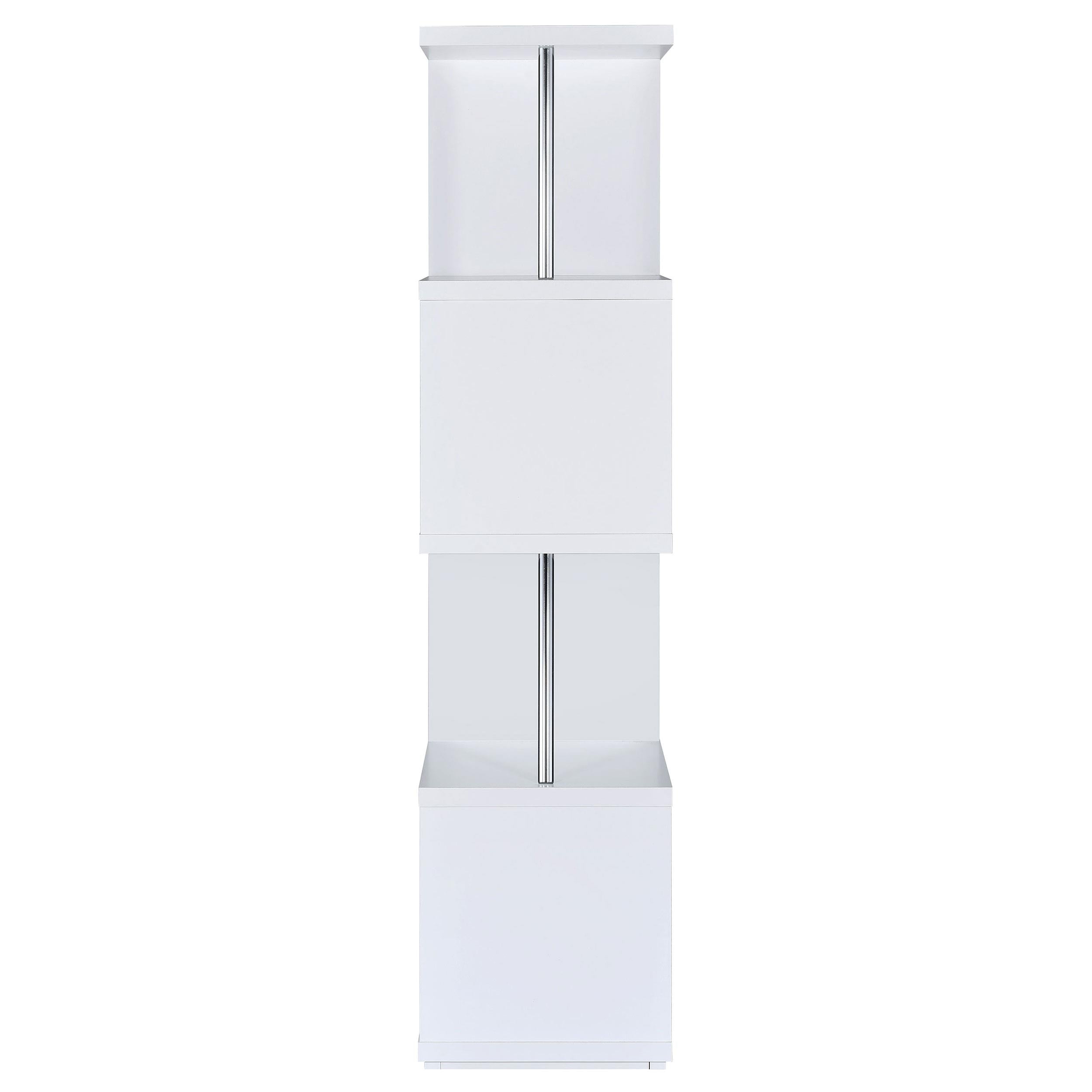  Coaster Furniture Baxter 801418 67-inch 4-shelf Bookshelf - White and Chrome IMAGE 2