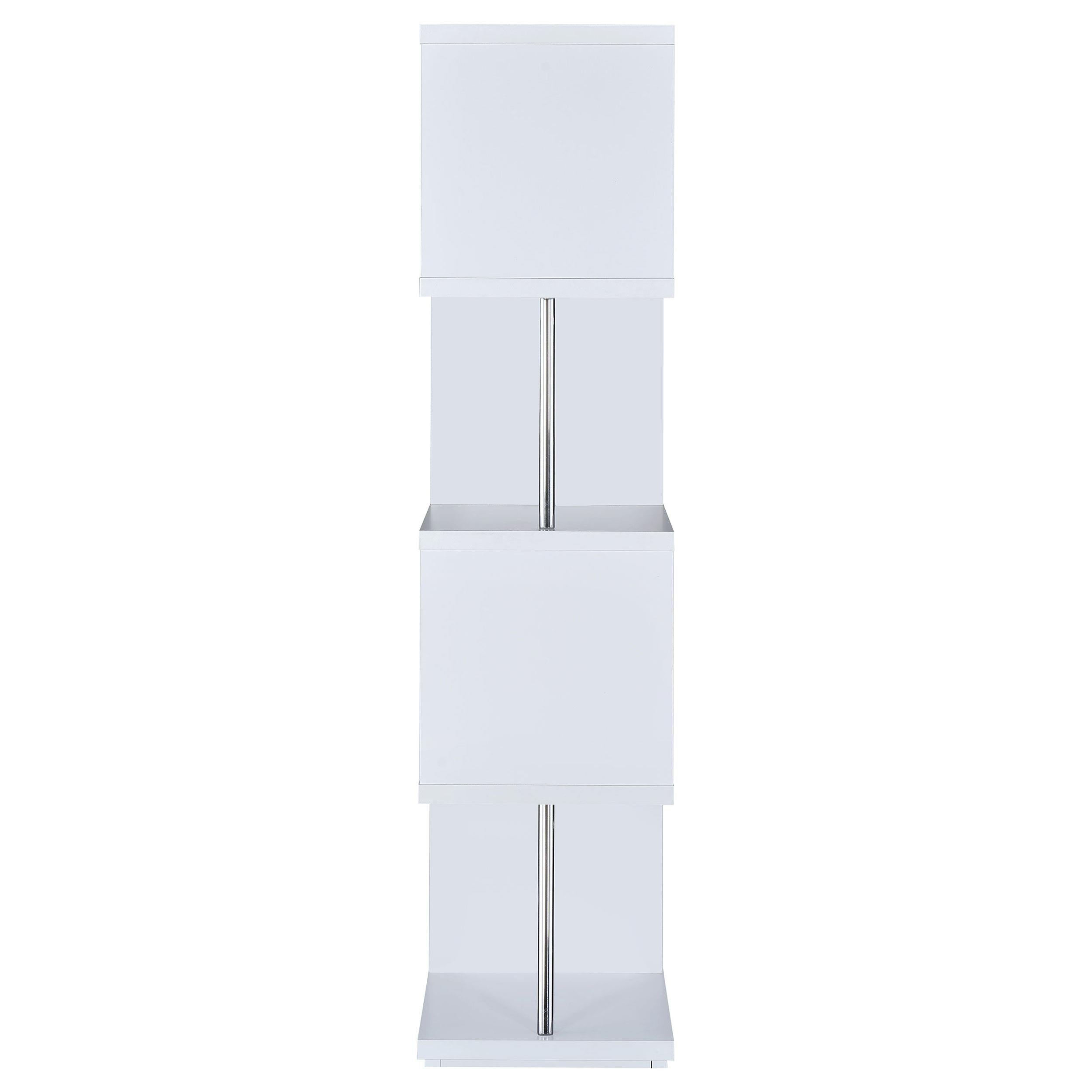  Coaster Furniture Baxter 801418 67-inch 4-shelf Bookshelf - White and Chrome IMAGE 6