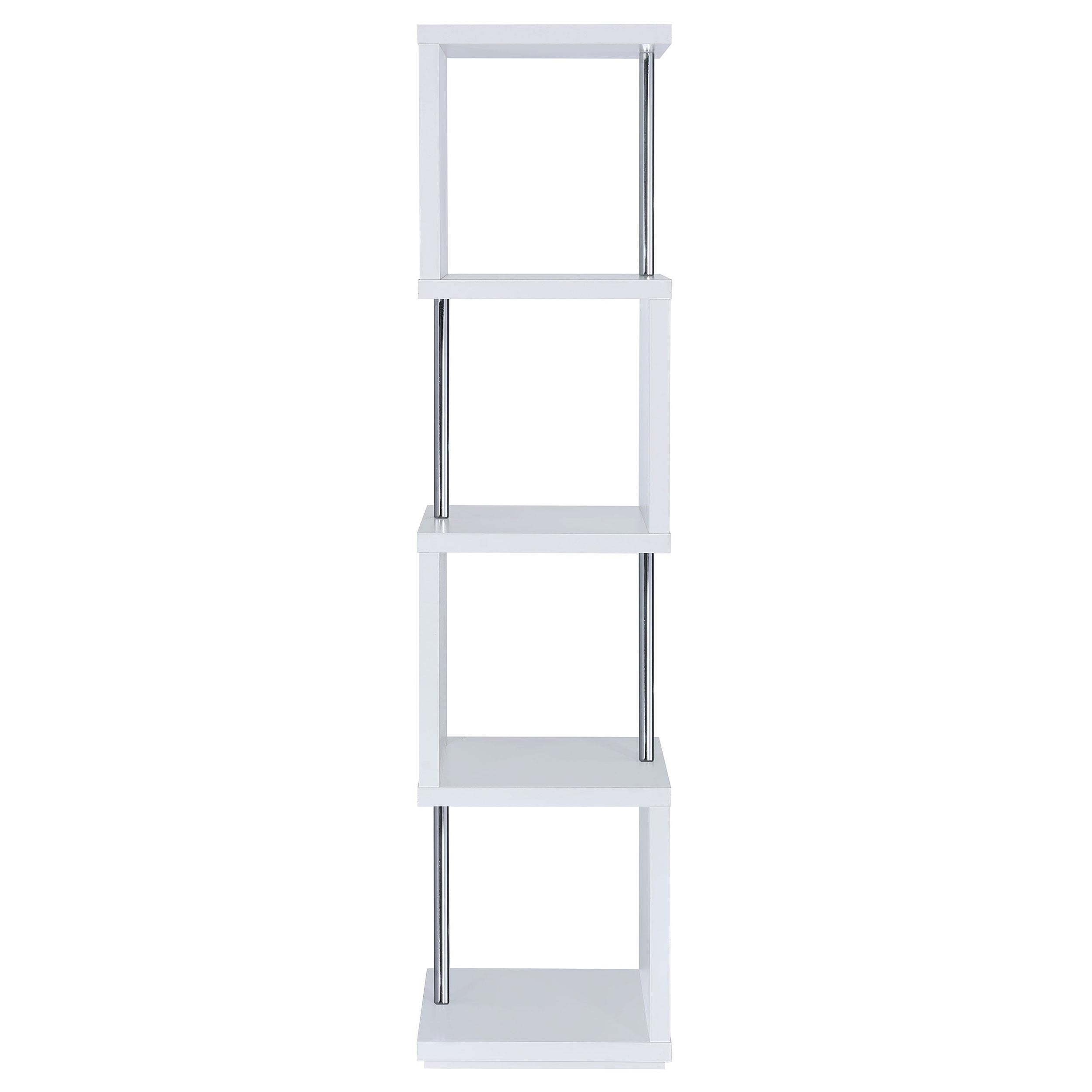  Coaster Furniture Baxter 801418 67-inch 4-shelf Bookshelf - White and Chrome IMAGE 8