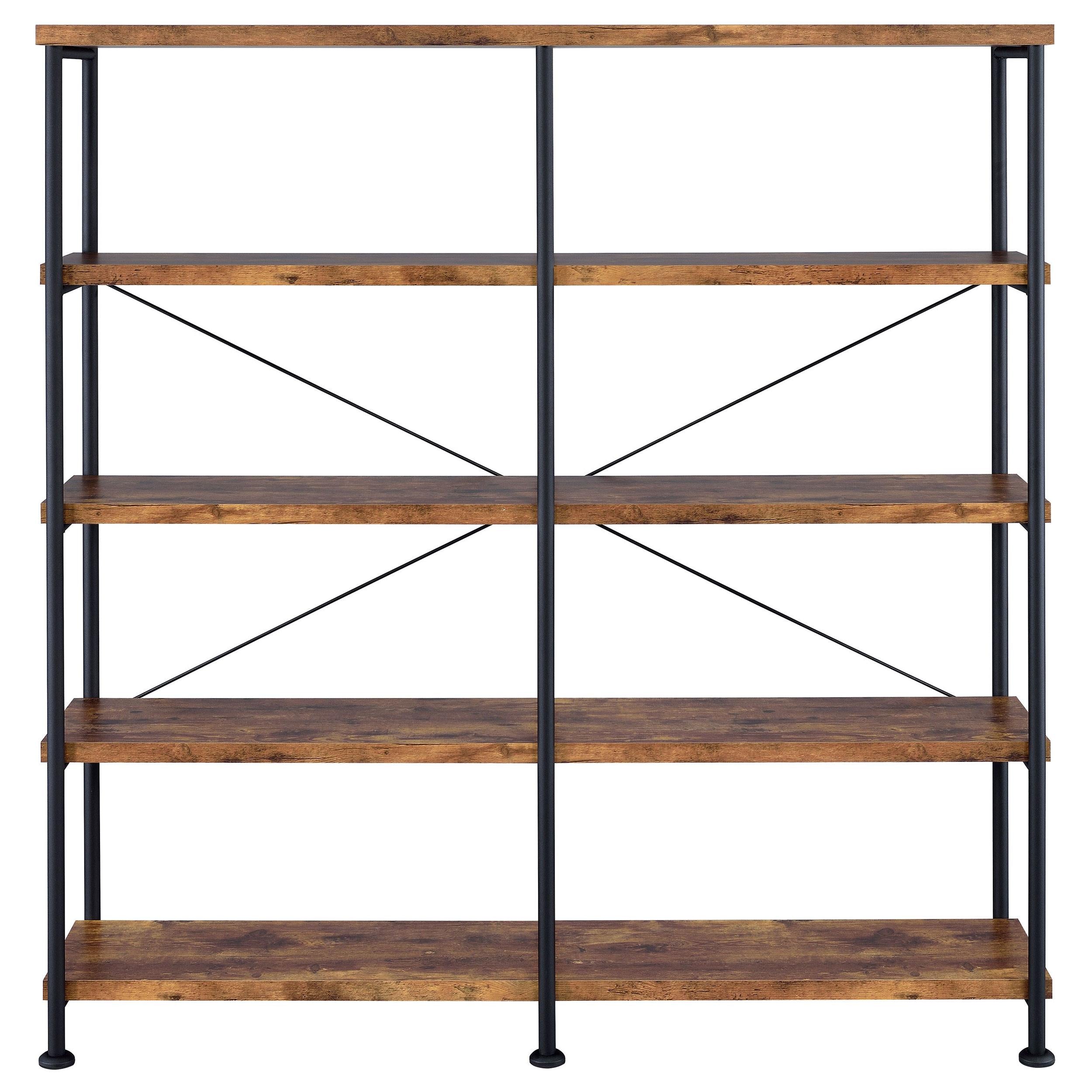  Coaster Furniture Analiese 801543 63-inch 4-shelf Double Bookshelf - Rustic Nutmeg IMAGE 2