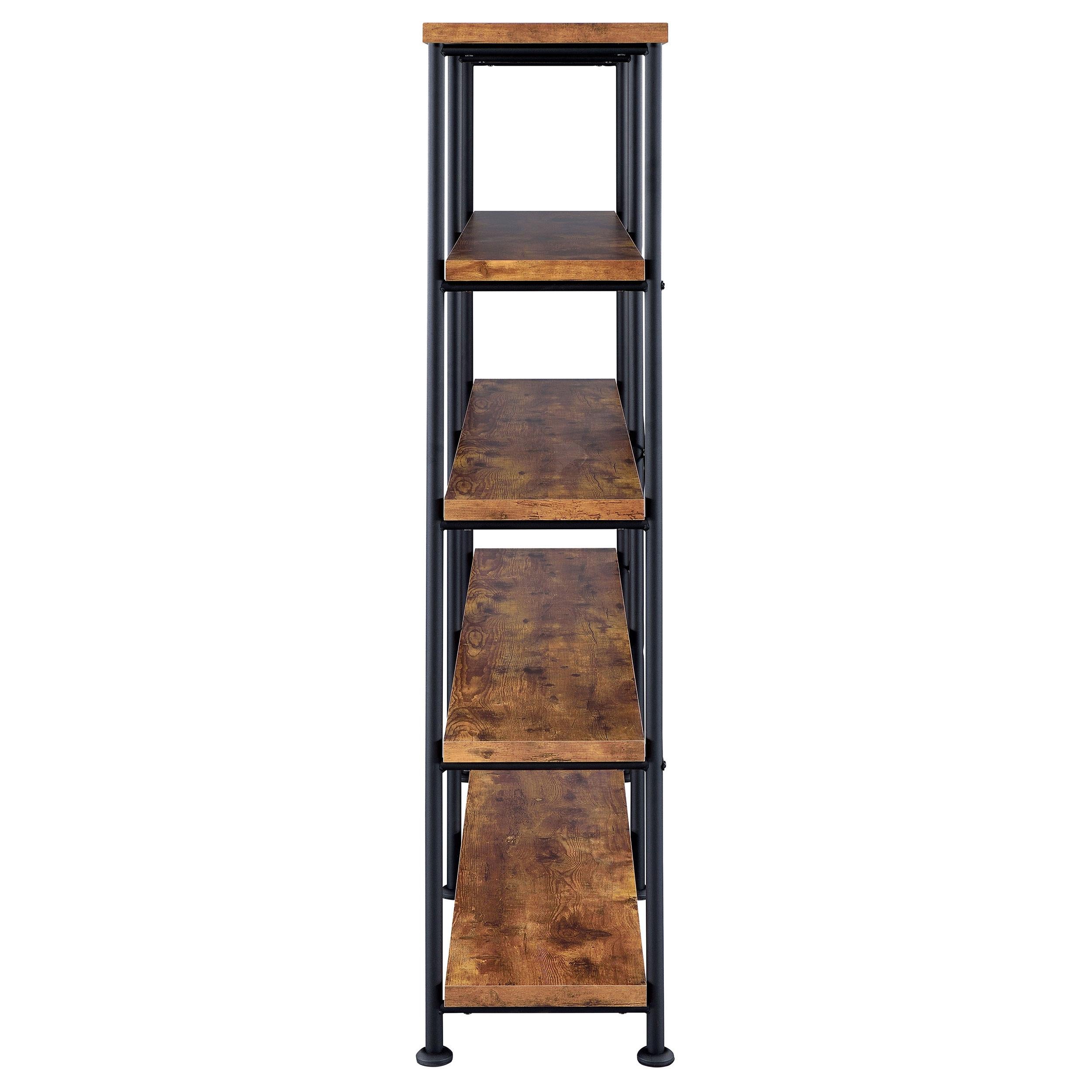  Coaster Furniture Analiese 801543 63-inch 4-shelf Double Bookshelf - Rustic Nutmeg IMAGE 4