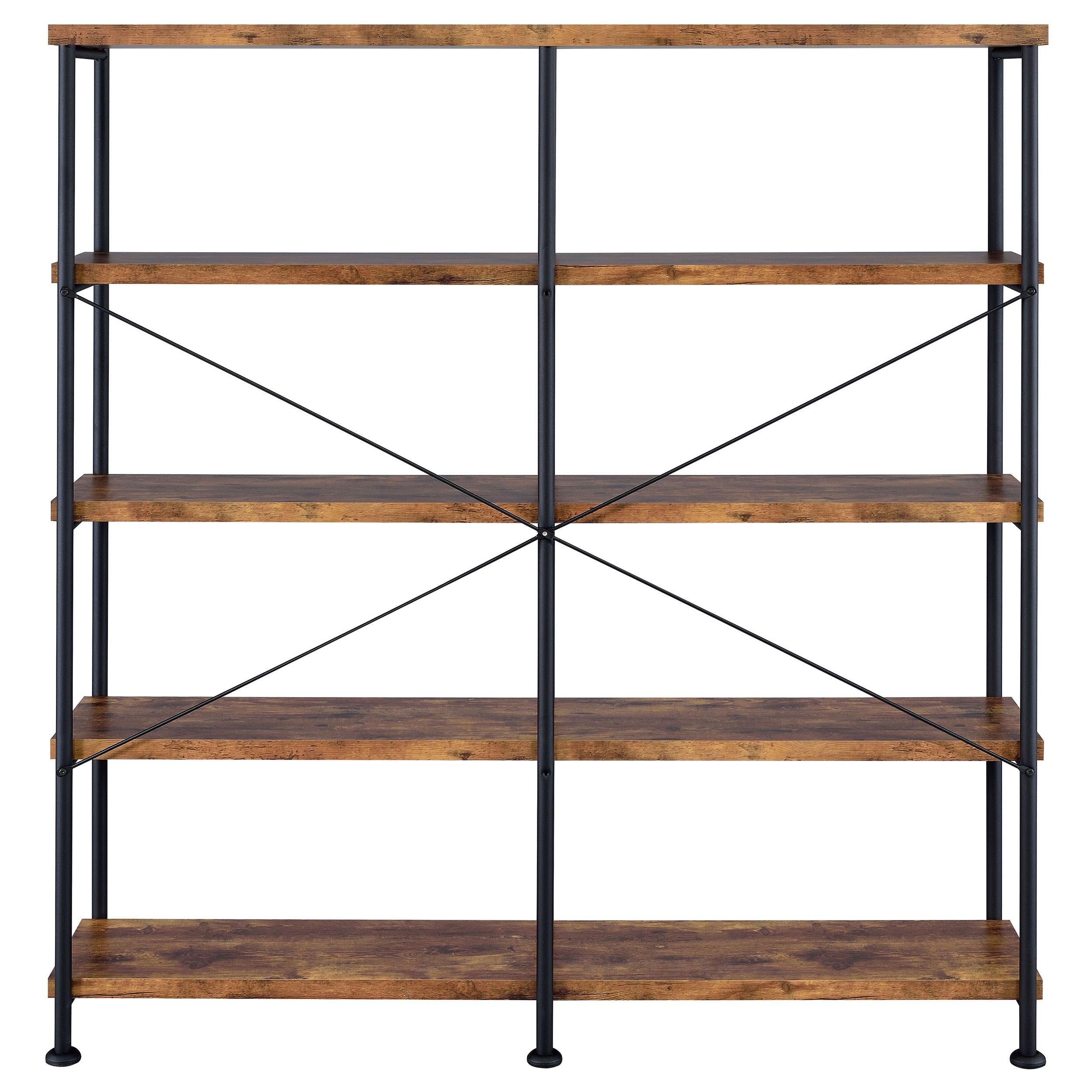  Coaster Furniture Analiese 801543 63-inch 4-shelf Double Bookshelf - Rustic Nutmeg IMAGE 5