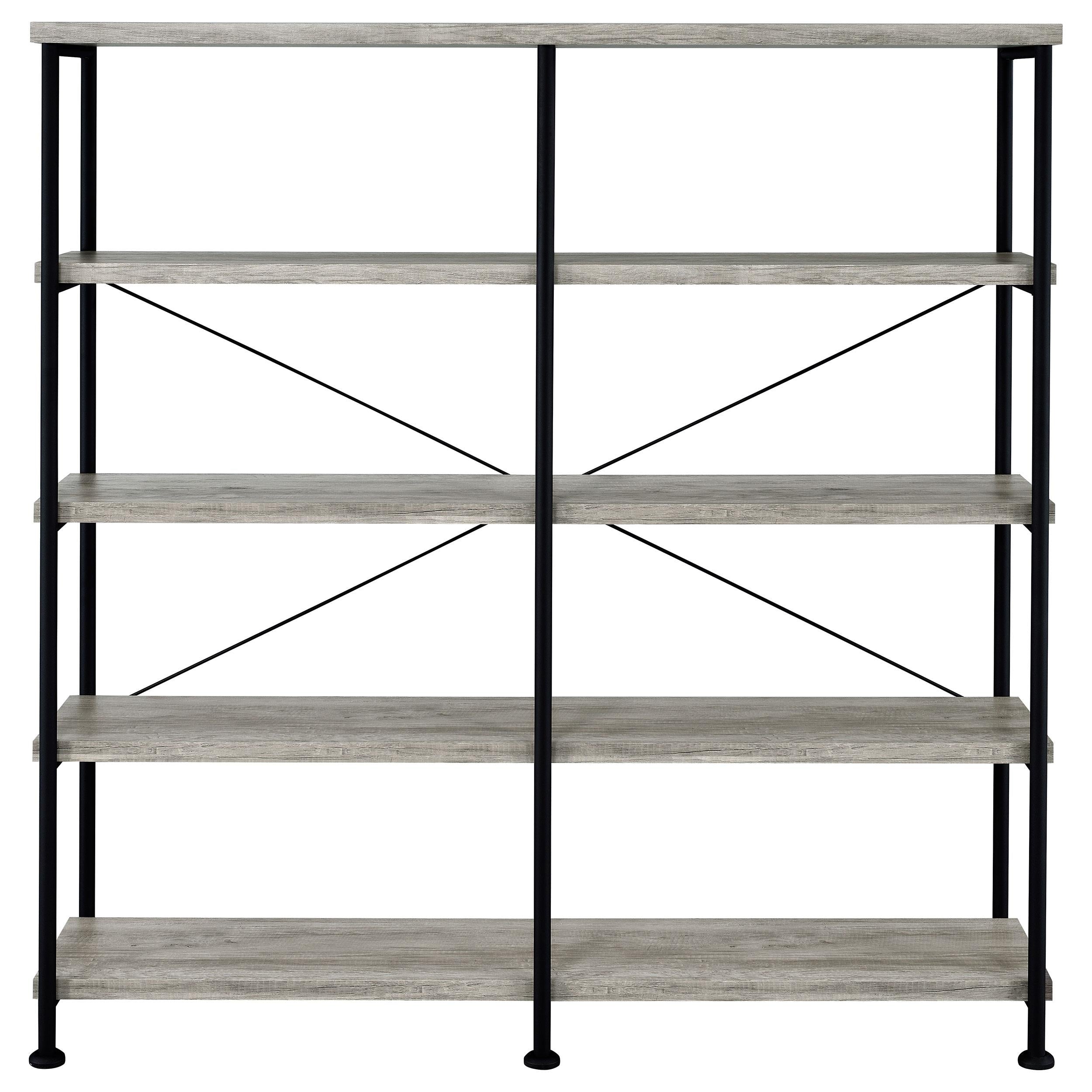  Coaster Furniture Analiese 801544 63-inch 4-shelf Double Bookshelf - Grey Driftwood IMAGE 2