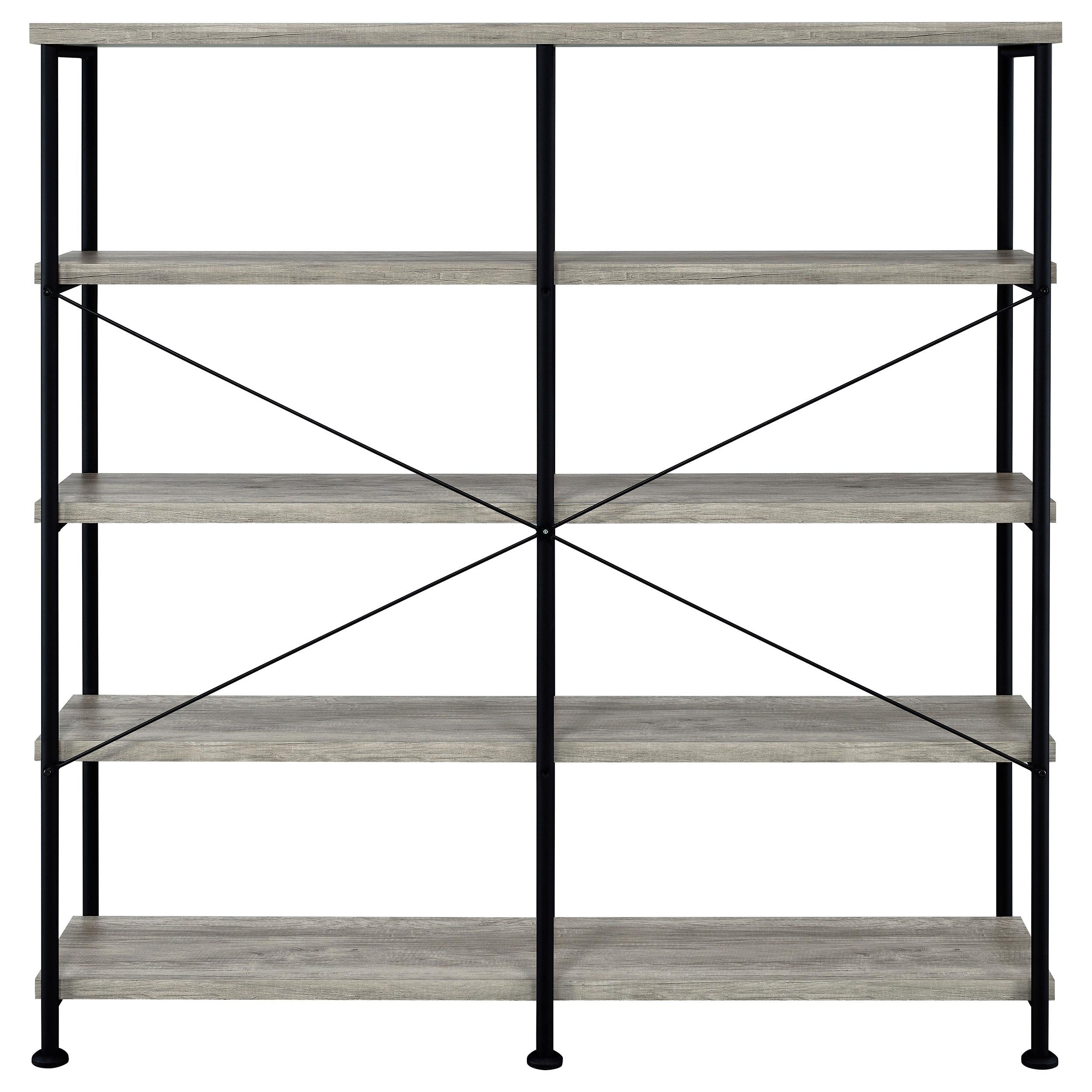  Coaster Furniture Analiese 801544 63-inch 4-shelf Double Bookshelf - Grey Driftwood IMAGE 5