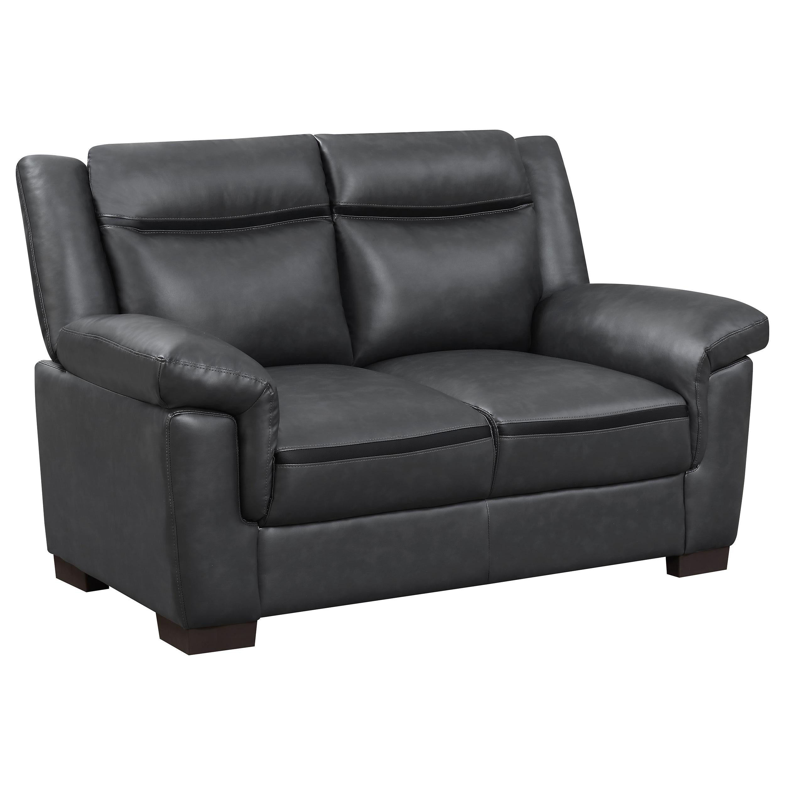  Coaster Furniture Arabella 506592 Upholstered Padded Arm Loveseat - Grey IMAGE 1