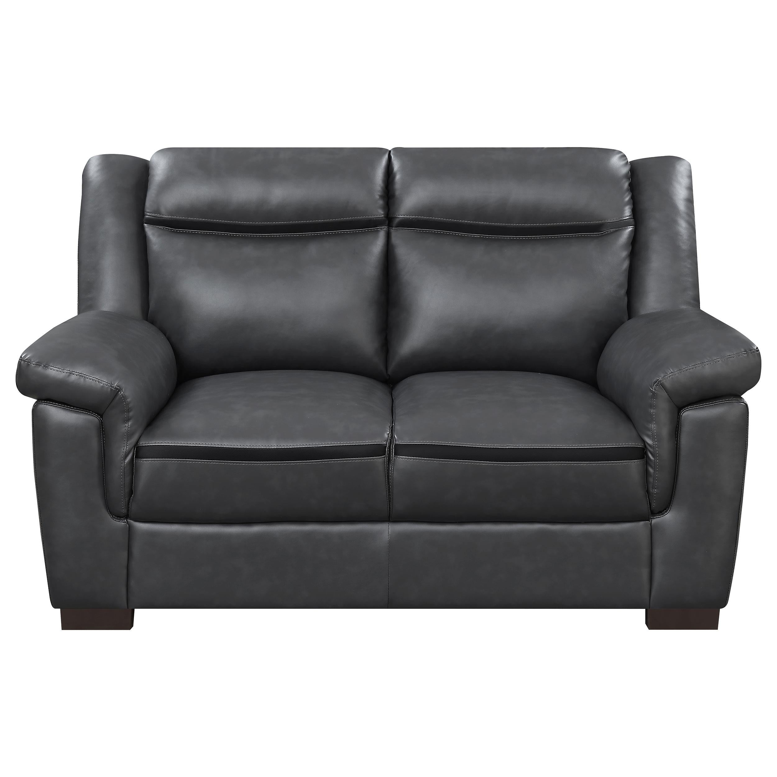  Coaster Furniture Arabella 506592 Upholstered Padded Arm Loveseat - Grey IMAGE 2