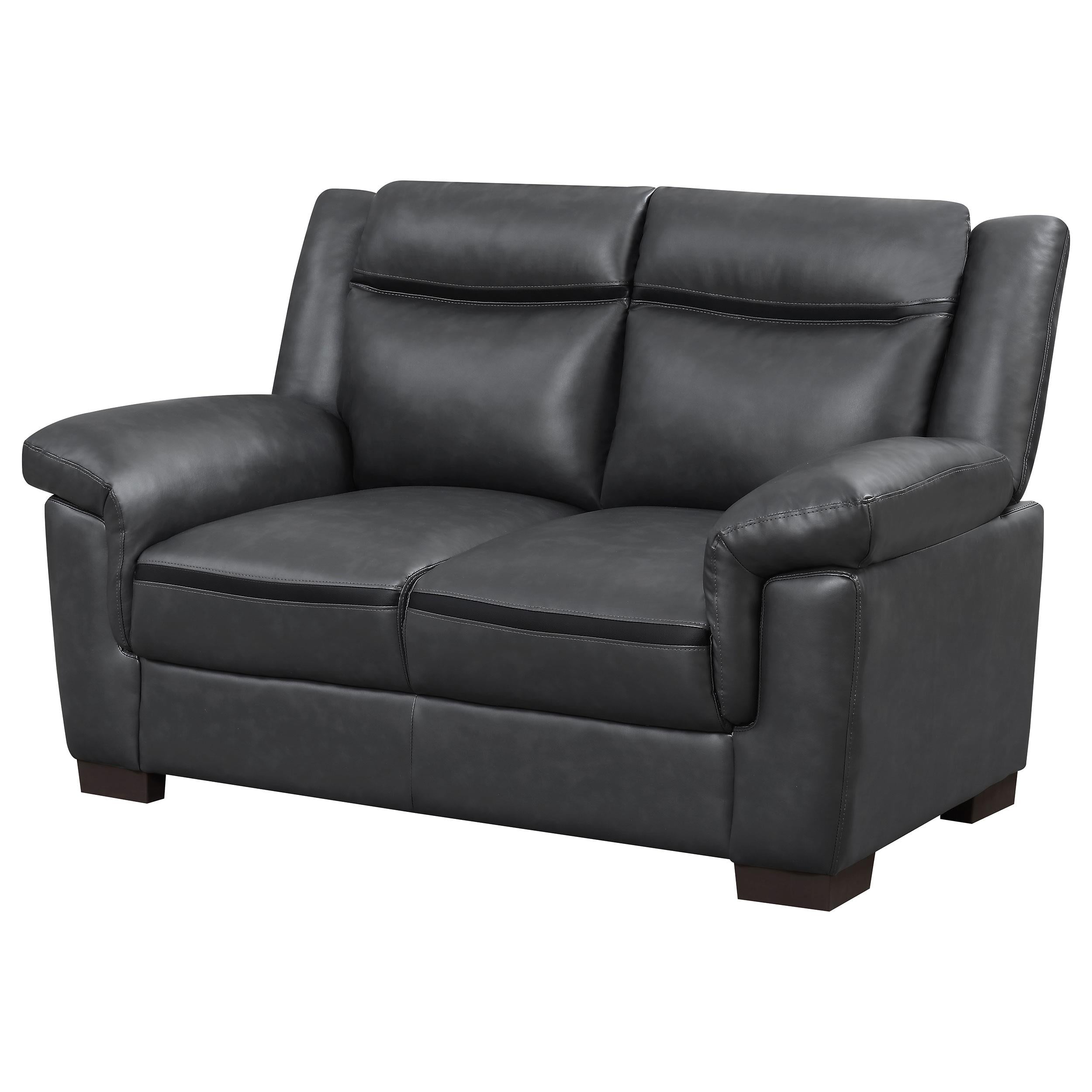  Coaster Furniture Arabella 506592 Upholstered Padded Arm Loveseat - Grey IMAGE 3