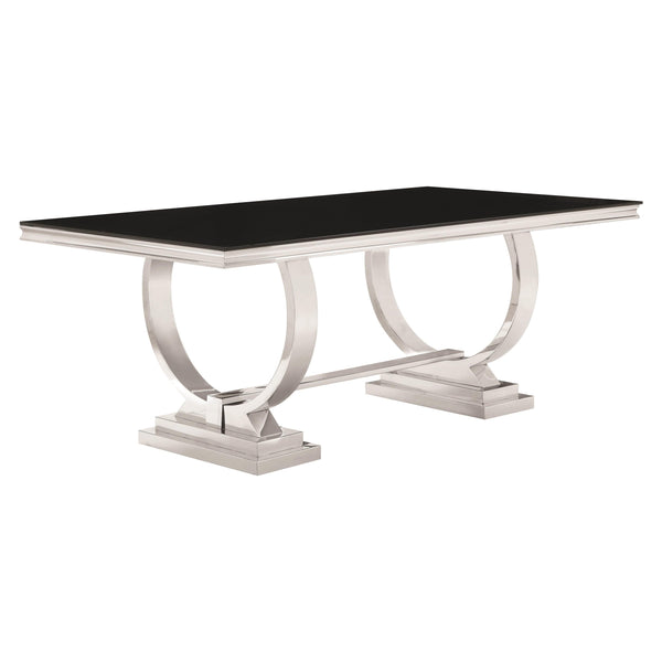 Coaster Furniture Antoine 107871 Rectangular 95-inch Glass Top Dining Table - Black