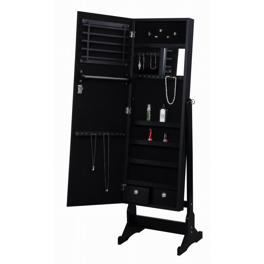  Coaster Furniture Tutuola 904039 Cheval Mirror with Jewelry Storage - Black IMAGE 2