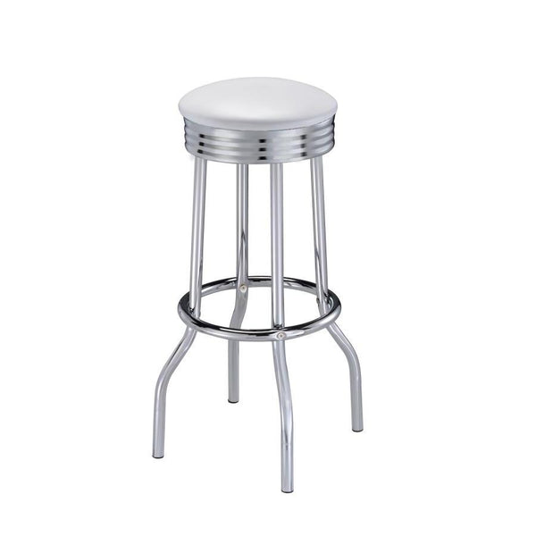 Coaster Furniture Retro 2299W Upholstered Metal Swivel Bar Stool - White (Set of 2)