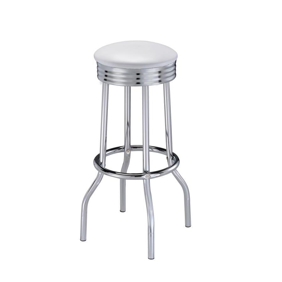  Coaster Furniture Retro 2299W Upholstered Metal Swivel Bar Stool - White (Set of 2) IMAGE 2
