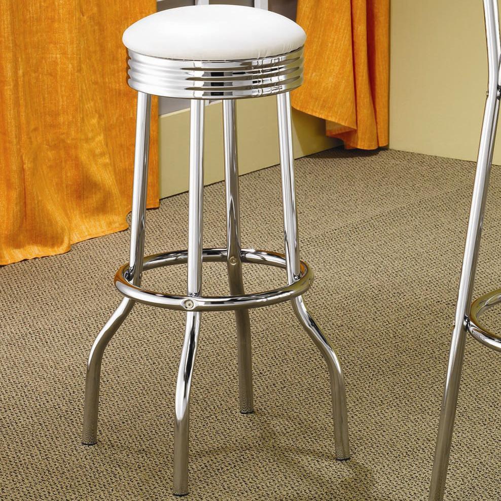  Coaster Furniture Retro 2299W Upholstered Metal Swivel Bar Stool - White (Set of 2) IMAGE 3