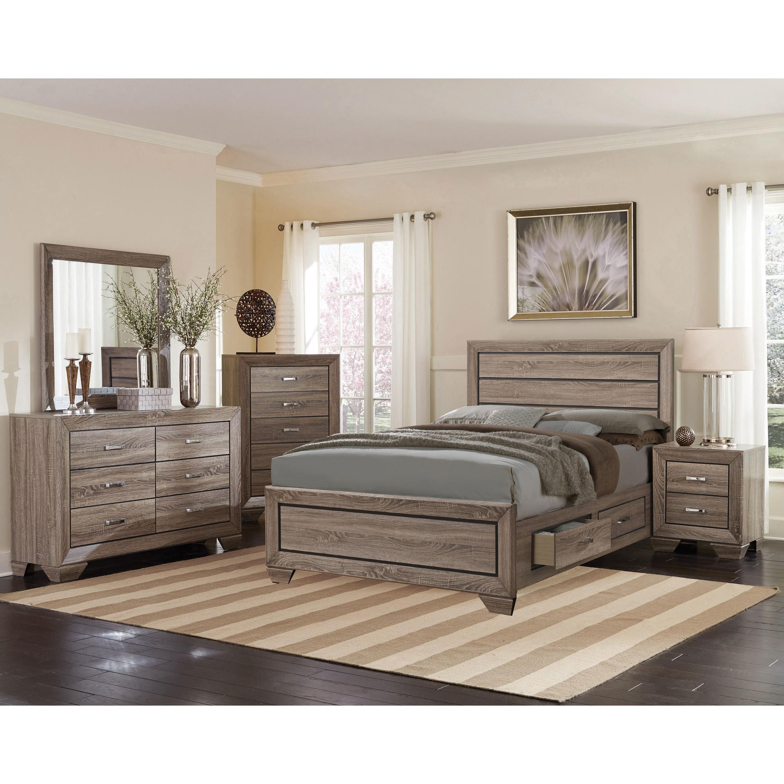  Size_California King --  Kauffman 204190KW Wood California King Storage Panel Bed - Washed Taupe IMAGE 12