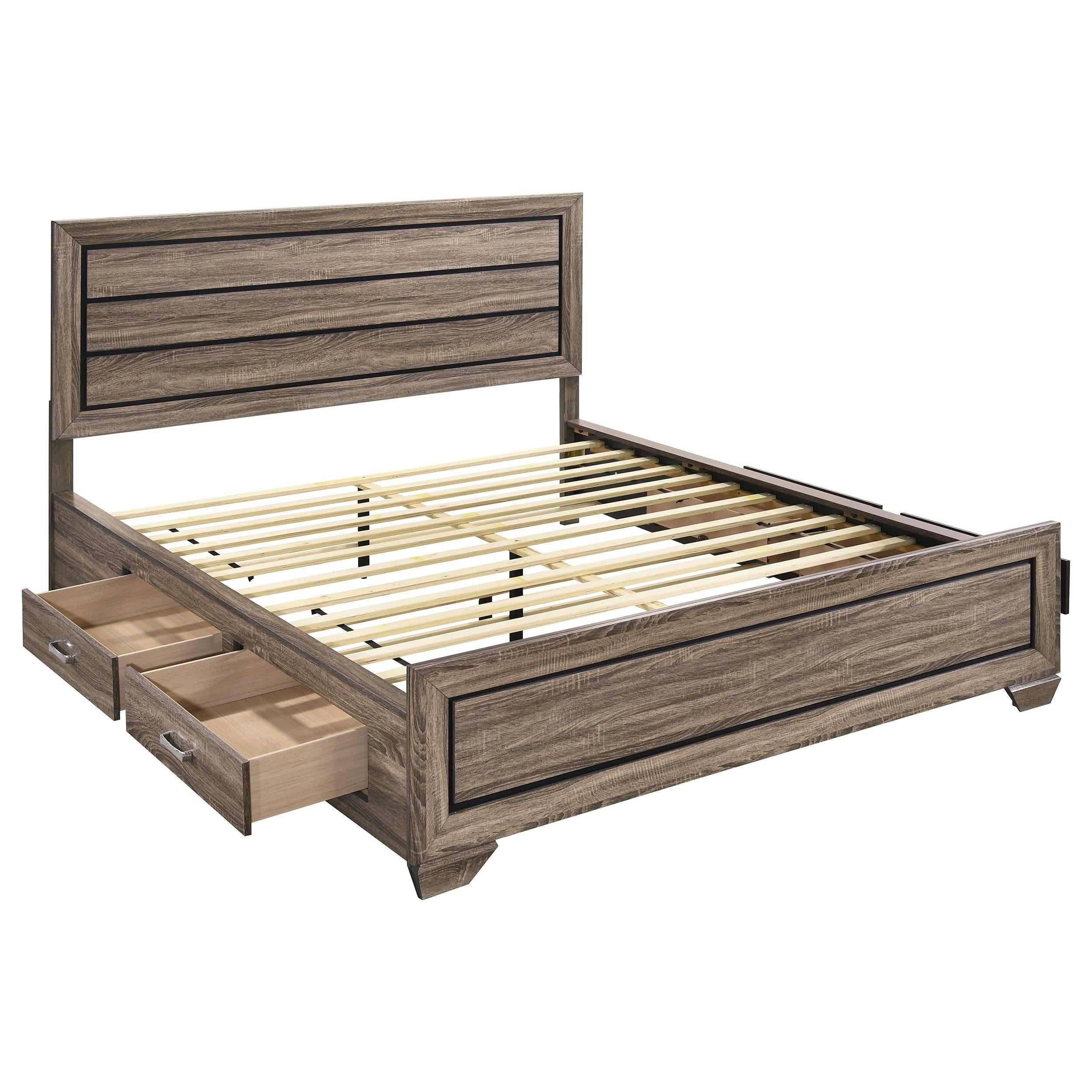 Size_California King --  Kauffman 204190KW Wood California King Storage Panel Bed - Washed Taupe IMAGE 2