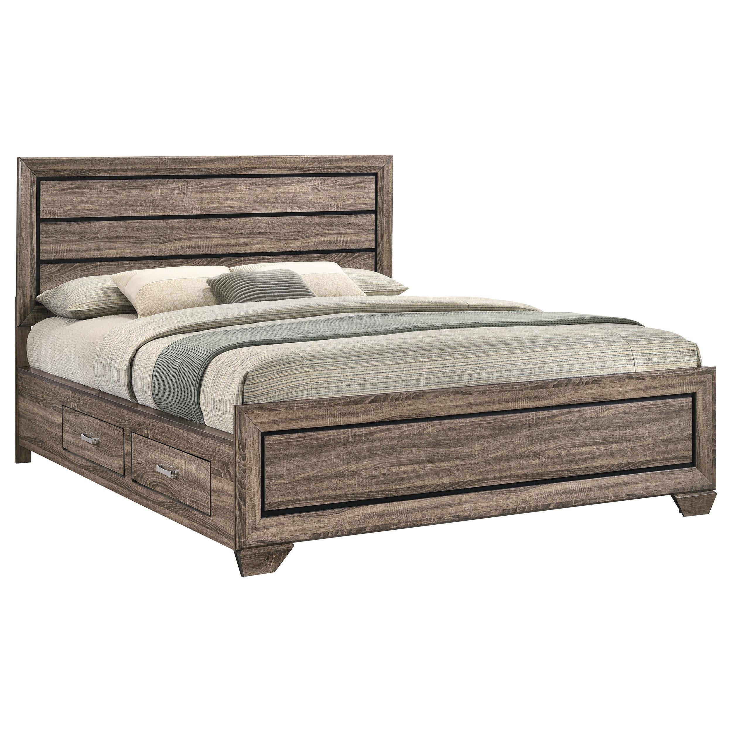  Size_California King --  Kauffman 204190KW Wood California King Storage Panel Bed - Washed Taupe IMAGE 3