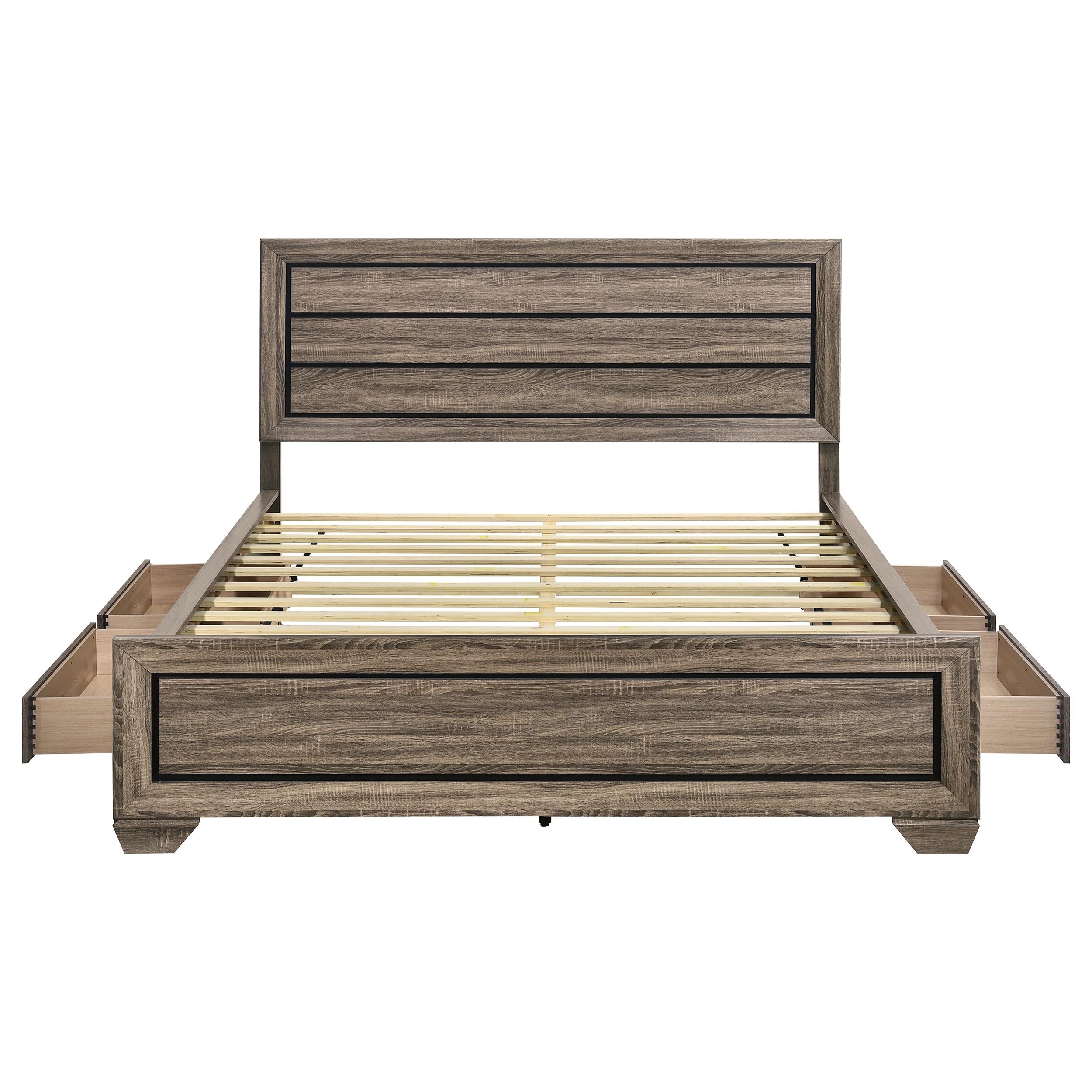  Size_California King --  Kauffman 204190KW Wood California King Storage Panel Bed - Washed Taupe IMAGE 6