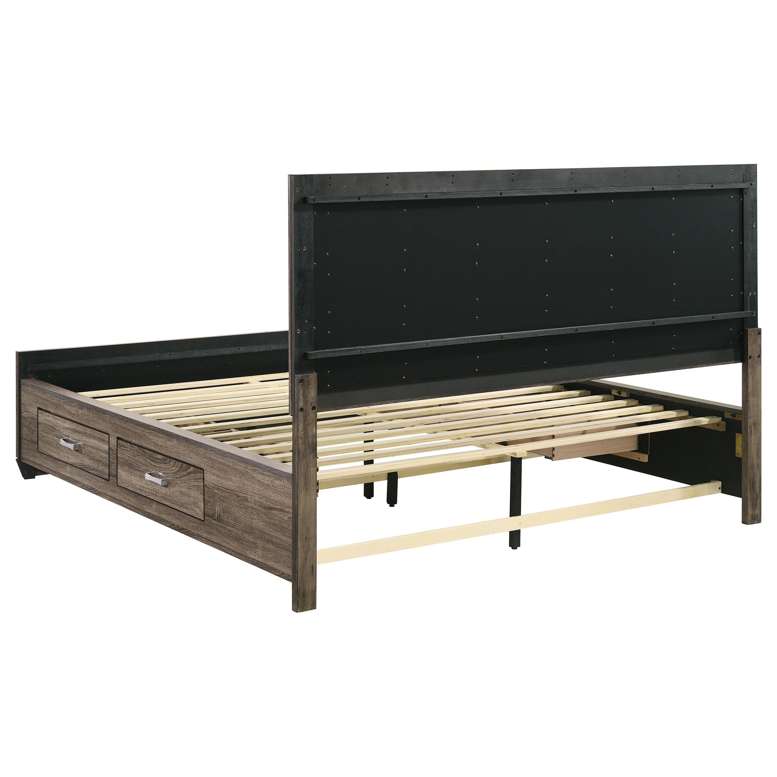  Size_California King --  Kauffman 204190KW Wood California King Storage Panel Bed - Washed Taupe IMAGE 7