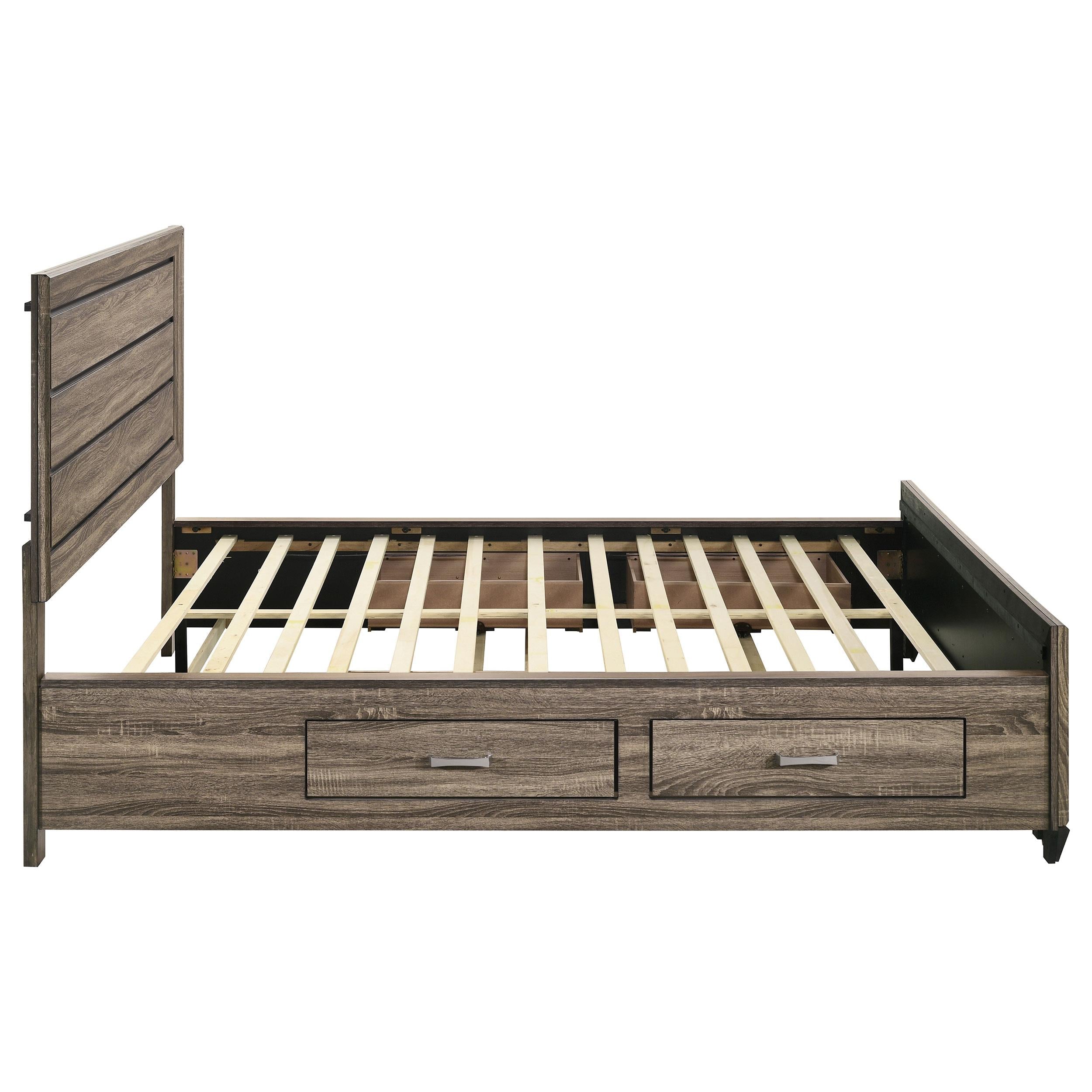  Size_California King --  Kauffman 204190KW Wood California King Storage Panel Bed - Washed Taupe IMAGE 8