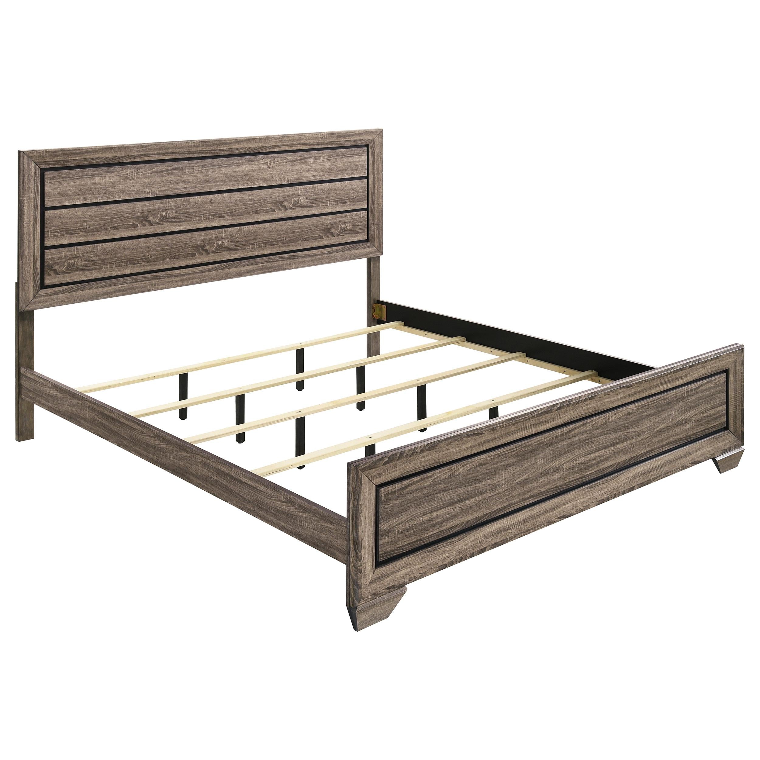 Size_King --  Kauffman 204191KE Wood Eastern King Panel Bed - Washed Taupe IMAGE 1