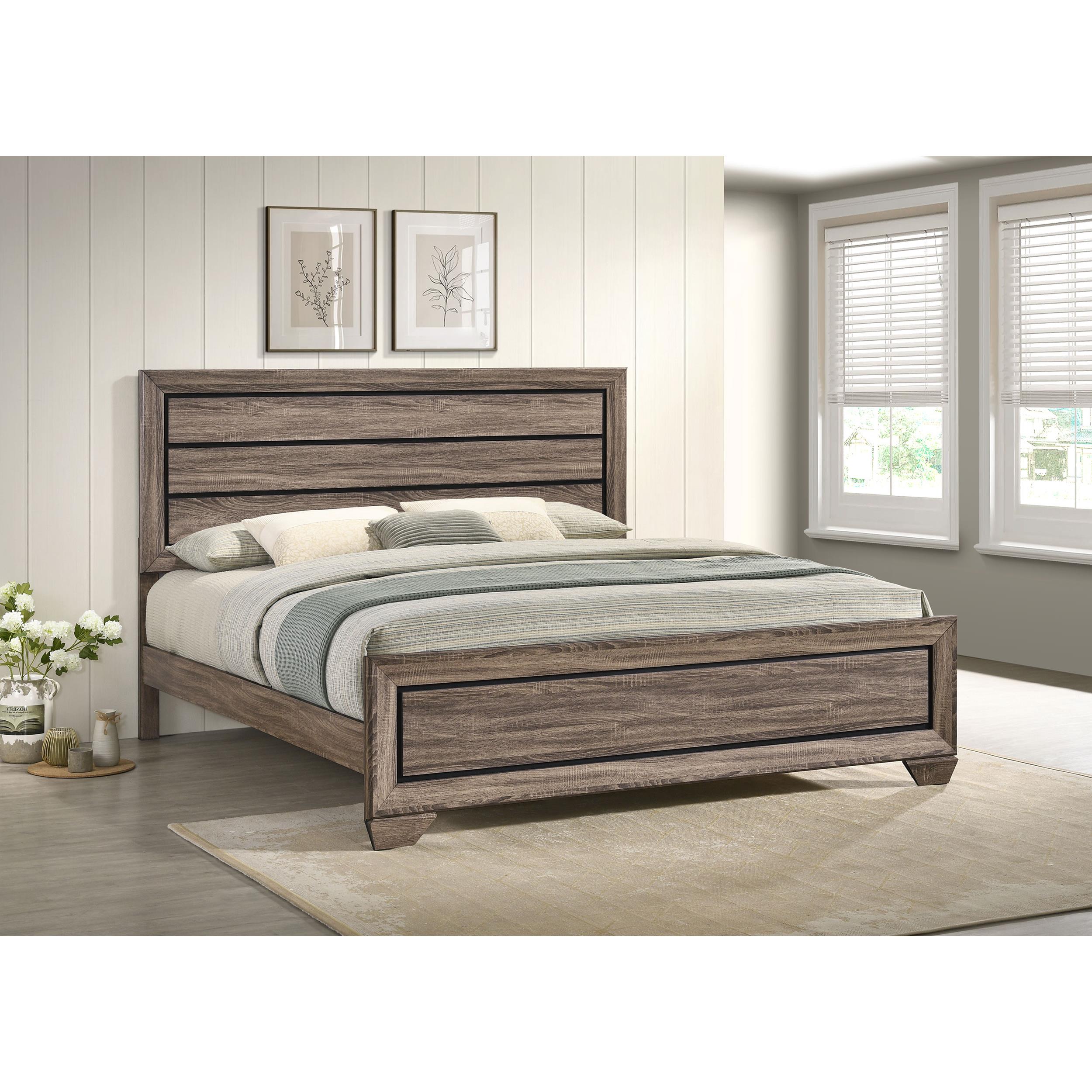  Size_King --  Kauffman 204191KE Wood Eastern King Panel Bed - Washed Taupe IMAGE 6