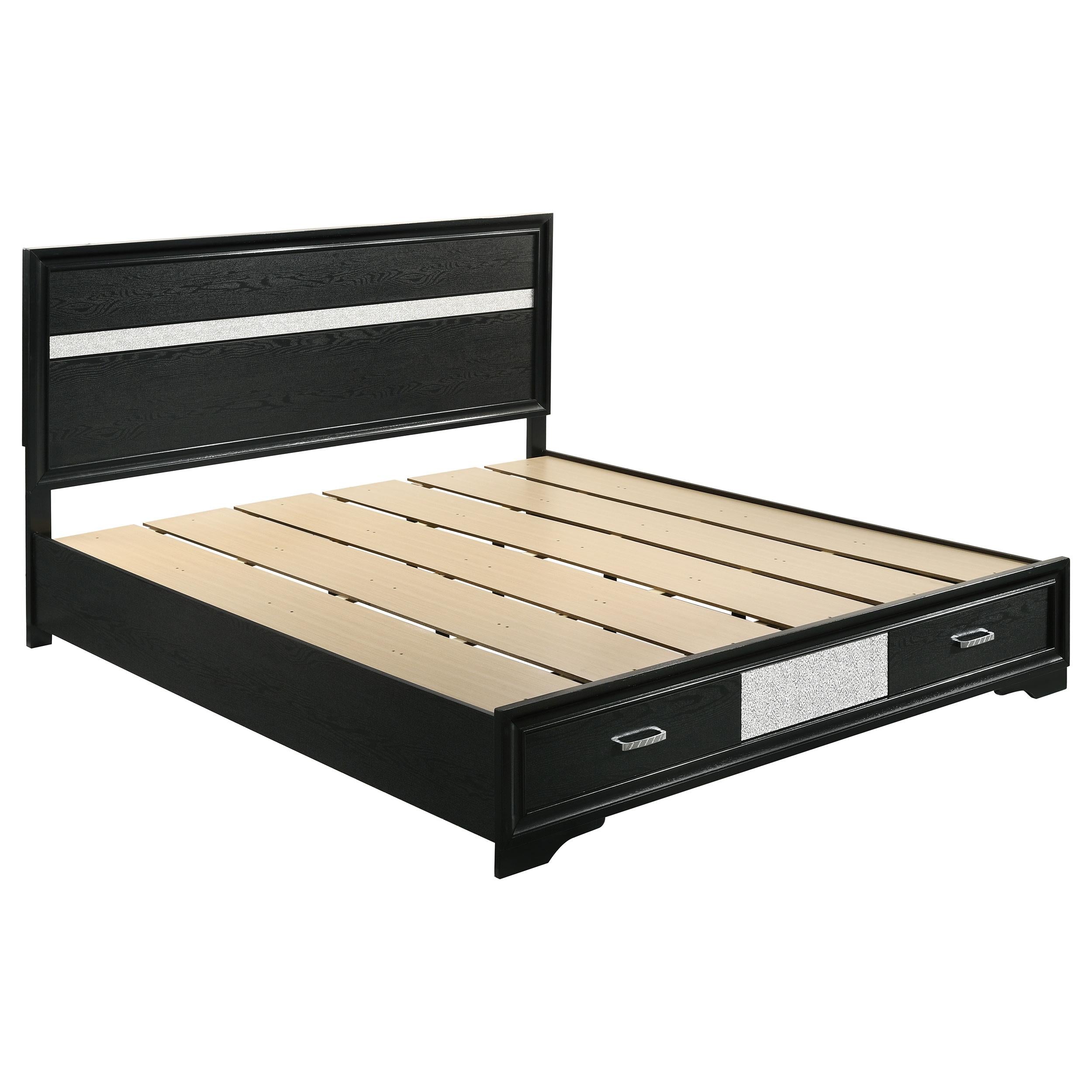  Size_California King --  Miranda 206361KW 51-inch Wood California King Storage Panel Bed - Black IMAGE 1