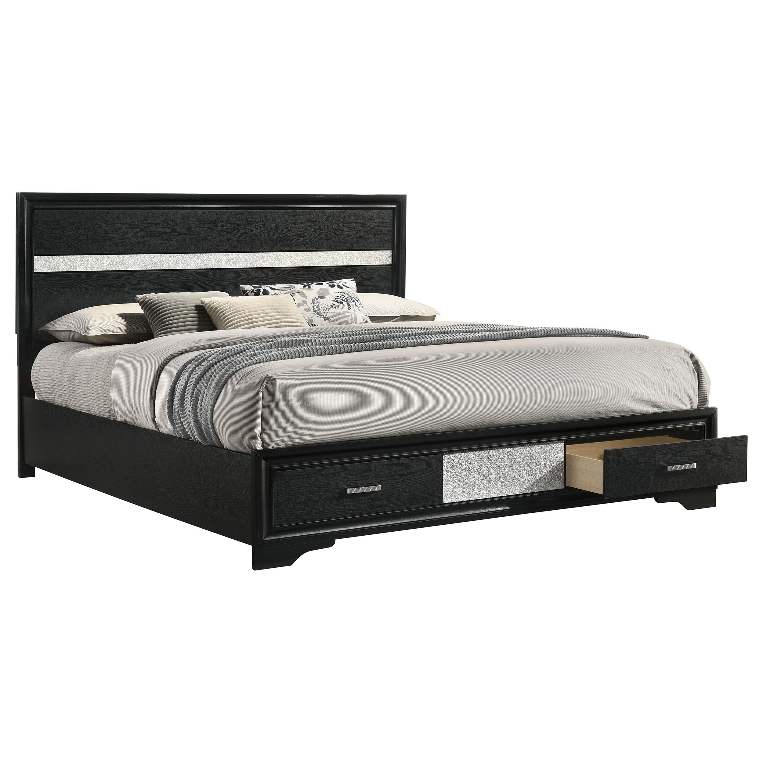  Size_California King --  Miranda 206361KW 51-inch Wood California King Storage Panel Bed - Black IMAGE 2