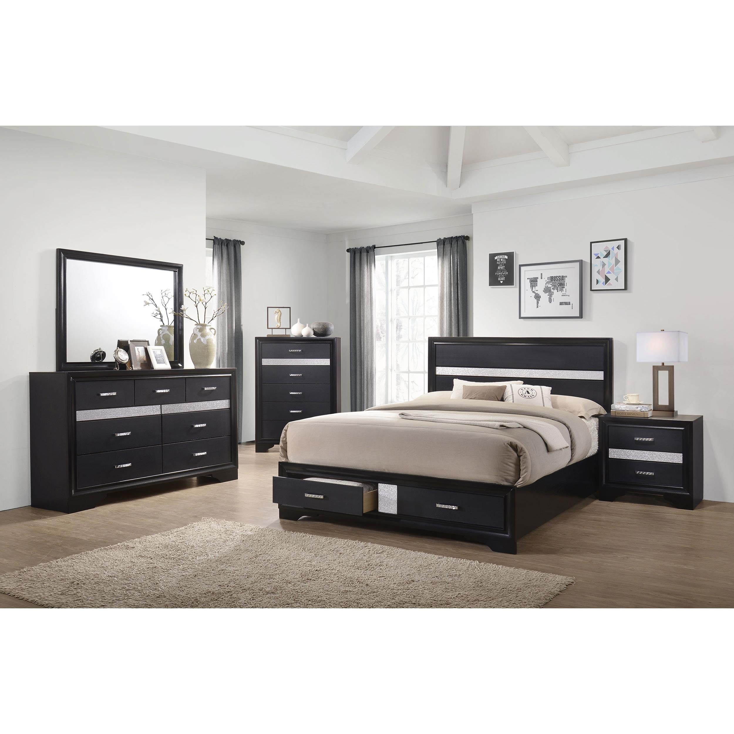  Size_California King --  Miranda 206361KW 51-inch Wood California King Storage Panel Bed - Black IMAGE 7