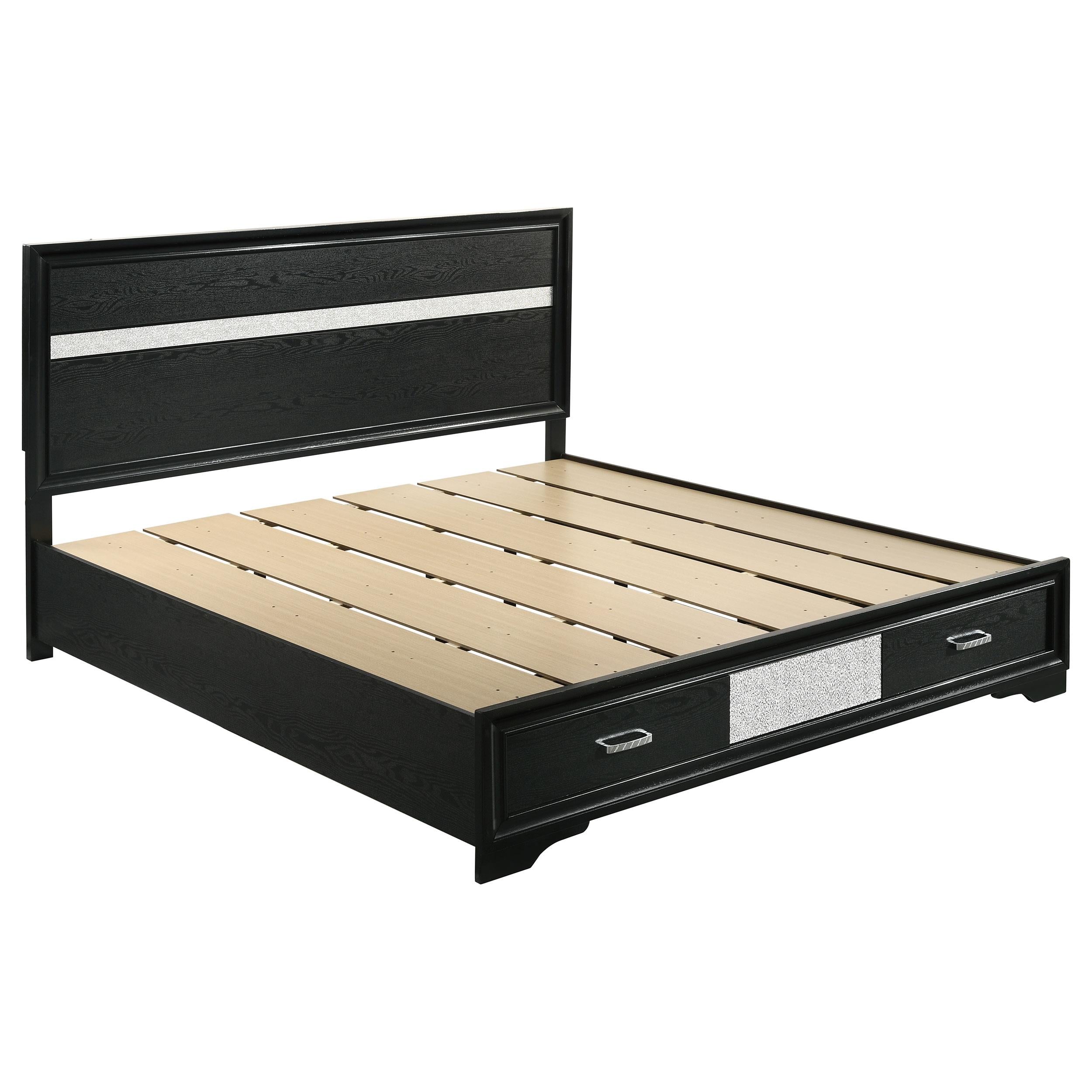  Size_King --  Miranda 206361KE 51-inch Wood Eastern King Storage Panel Bed - Black IMAGE 1