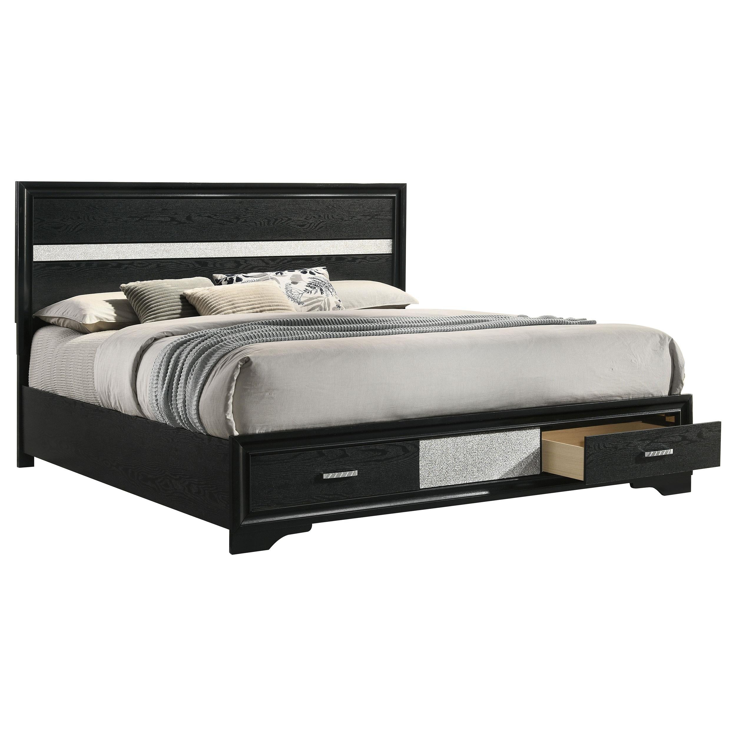  Size_King --  Miranda 206361KE 51-inch Wood Eastern King Storage Panel Bed - Black IMAGE 2