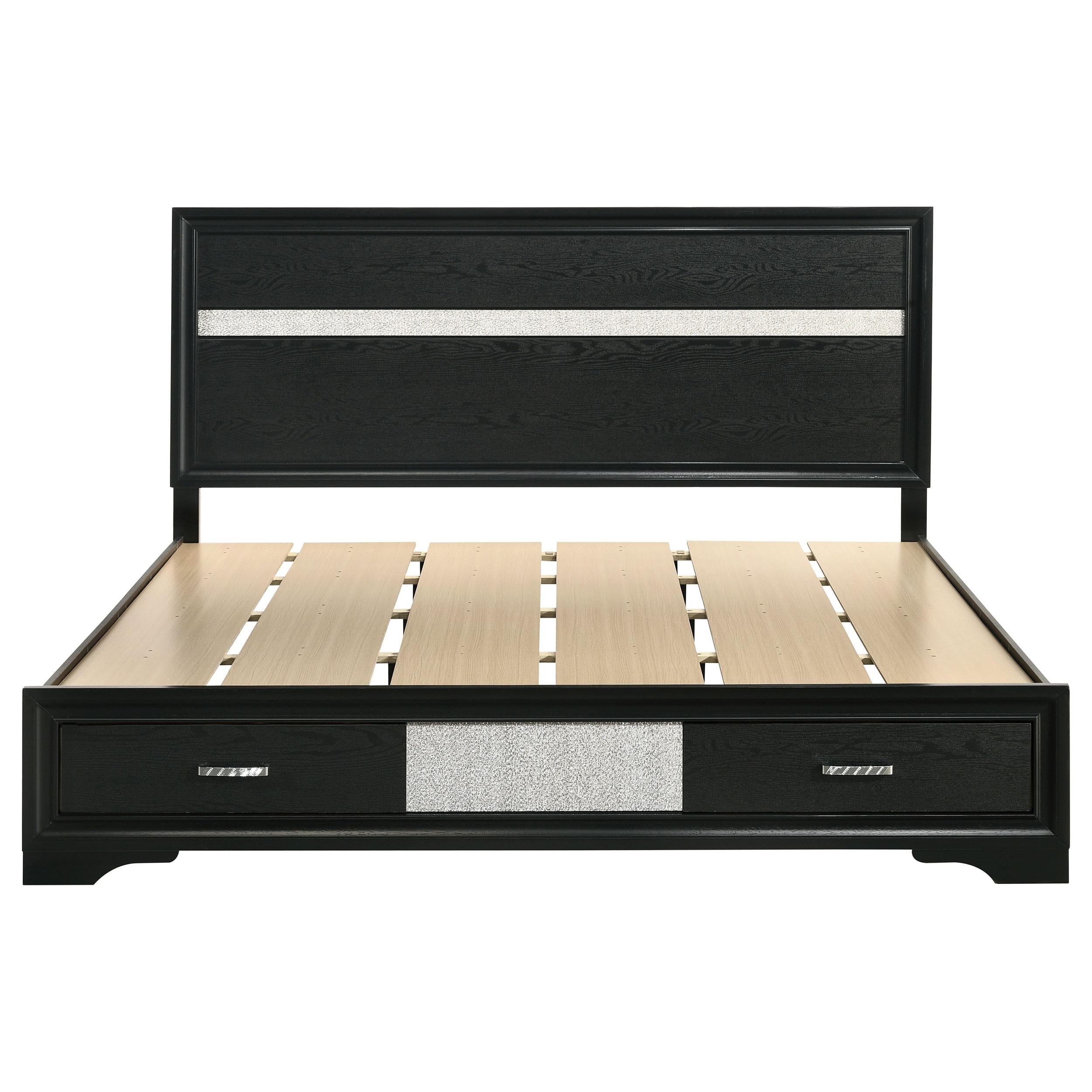  Size_King --  Miranda 206361KE 51-inch Wood Eastern King Storage Panel Bed - Black IMAGE 3