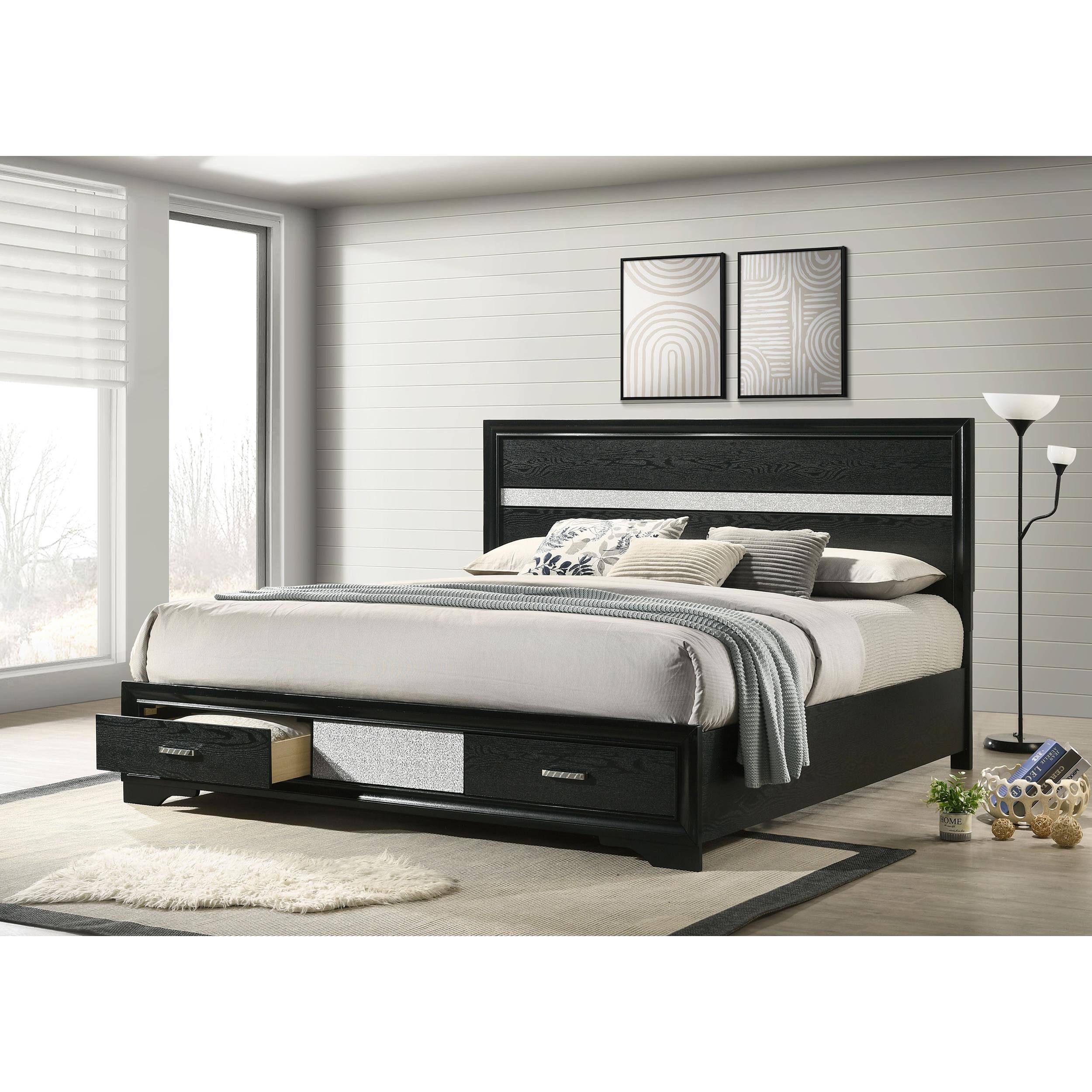  Size_King --  Miranda 206361KE 51-inch Wood Eastern King Storage Panel Bed - Black IMAGE 6