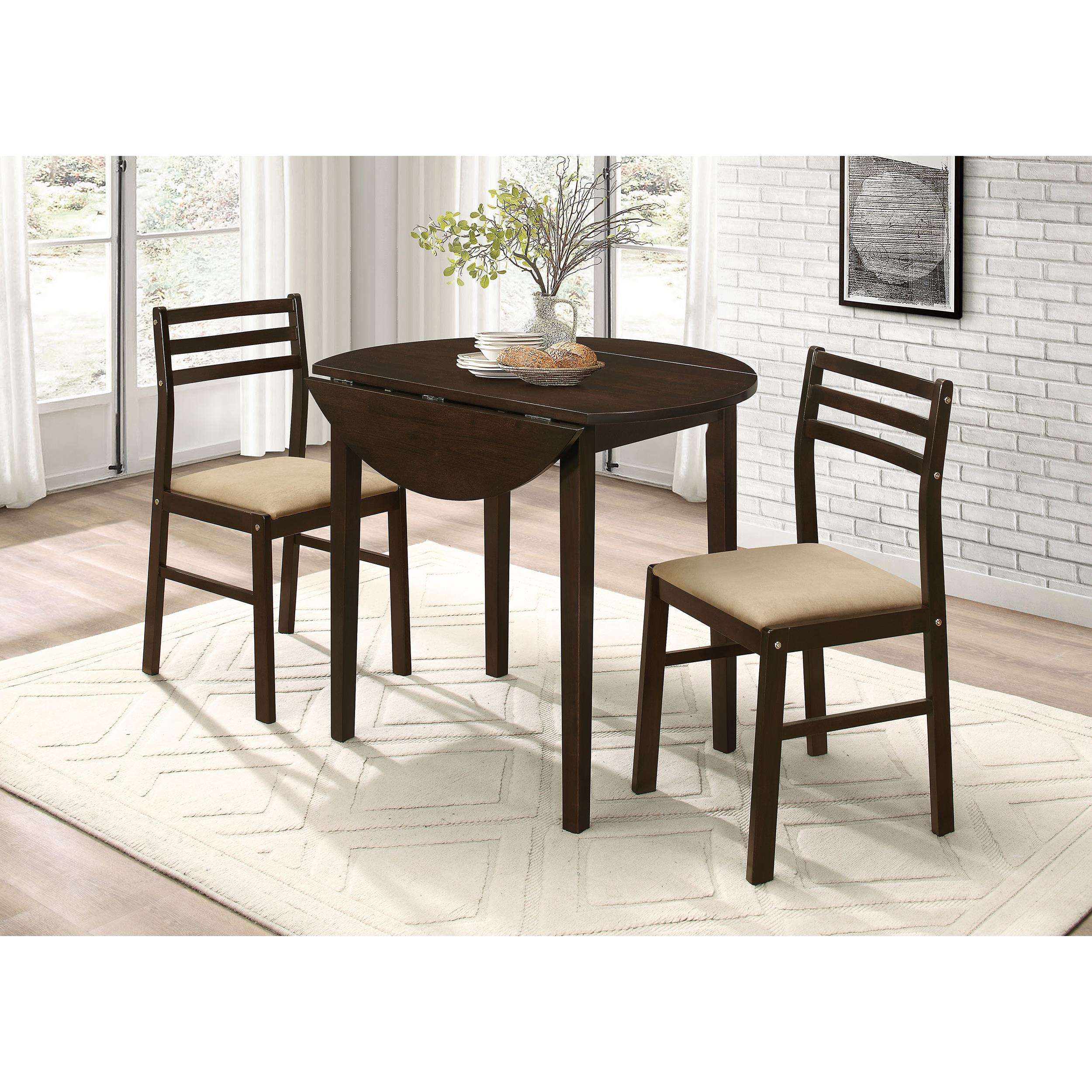  Coaster Furniture Bucknell 130005 3-piece Round Drop Leaf Dining Table Set - Cappuccino IMAGE 13